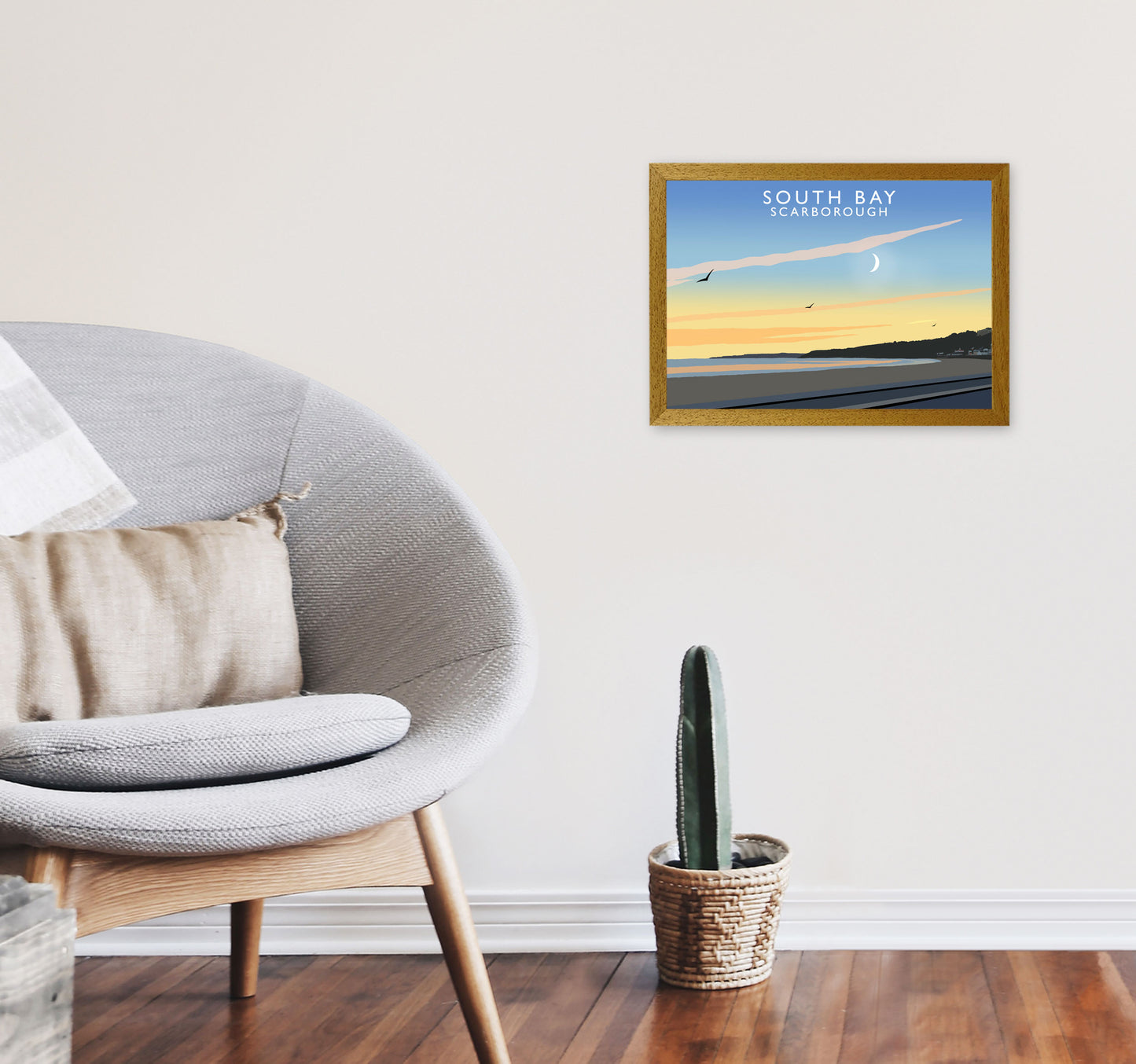 South Bay Scarborough Art Print by Richard O'Neill, Framed Wall Art A3 Print Only
