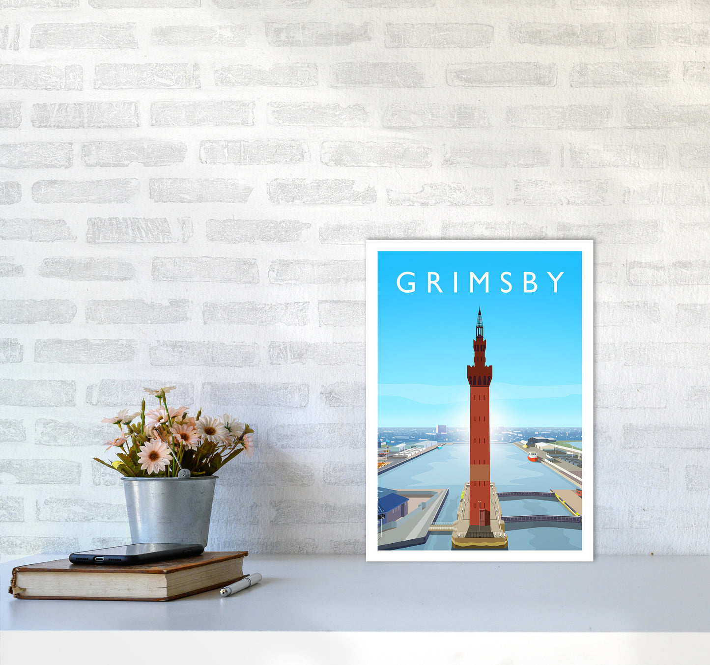 Grimsby Portrait Art Print by Richard O'Neill A3 Black Frame
