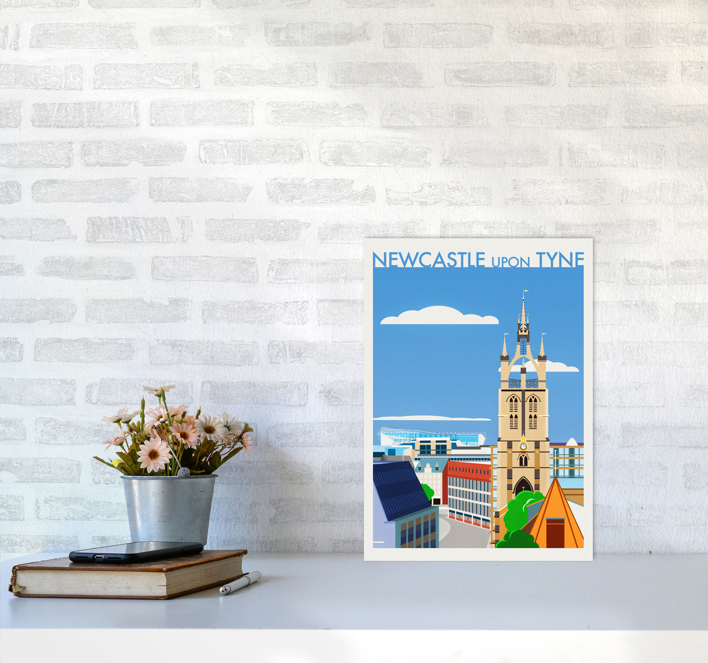 Newcastle upon Tyne 2 (Day) Travel Art Print by Richard O'Neill A3 Black Frame