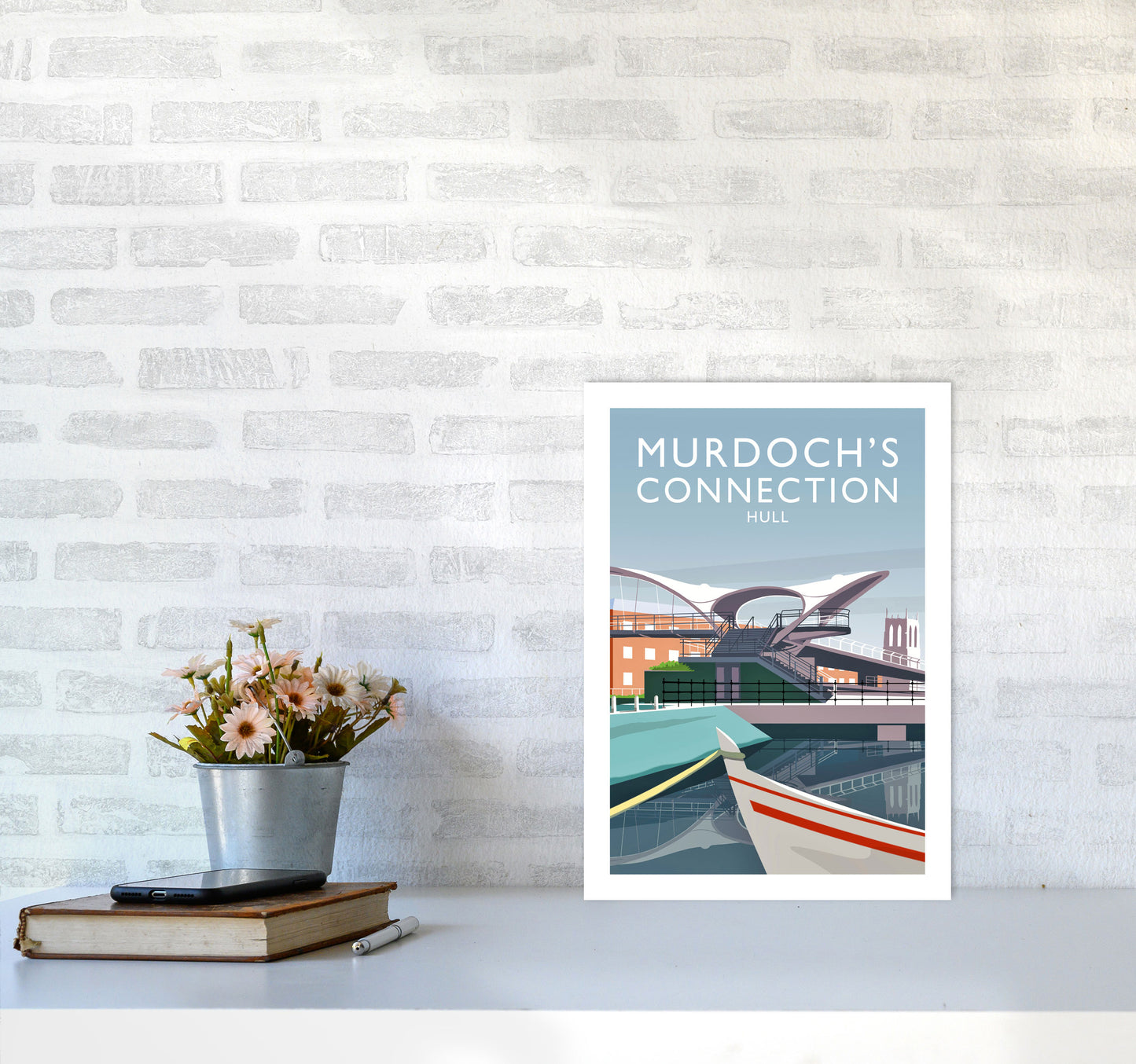 Murdoch's Connection portrait Travel Art Print by Richard O'Neill A3 Black Frame