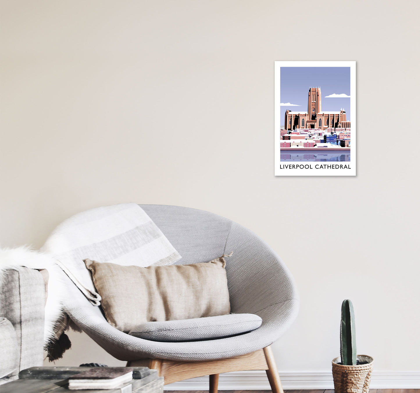 Liverpool Cathedral In Snow Portrait by Richard O'Neill A3 Black Frame
