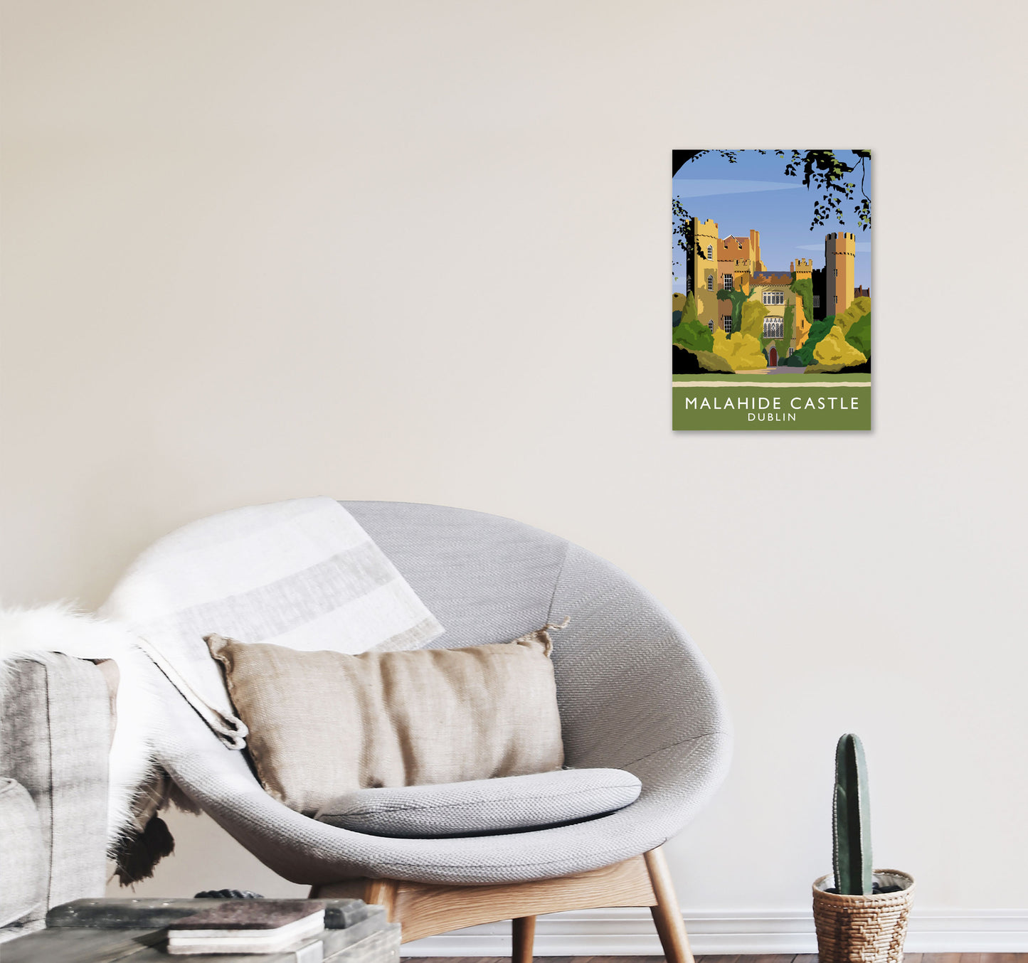 Malahide Castle Dublin Portrait Travel Art Print by Richard O'Neill, Framed Wall Art A3 Black Frame