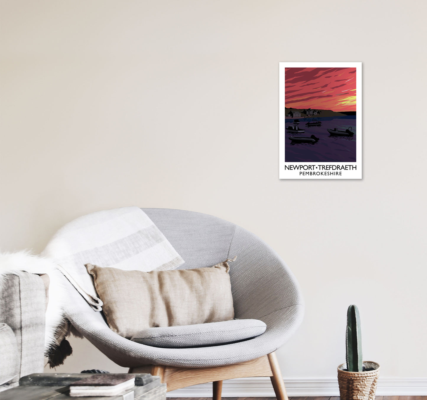 Newport Trefdraeth Pembrokeshire Portrait Travel Art Print by Richard O'Neill A3 Black Frame