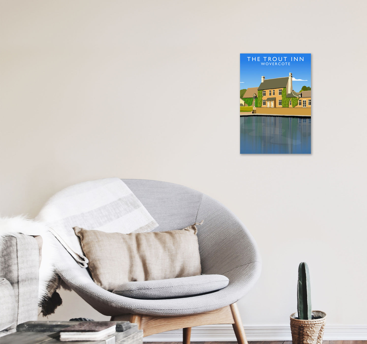 The Trout Inn Portrait Wolvercote Travel Art Print by Richard O'Neill A3 Black Frame