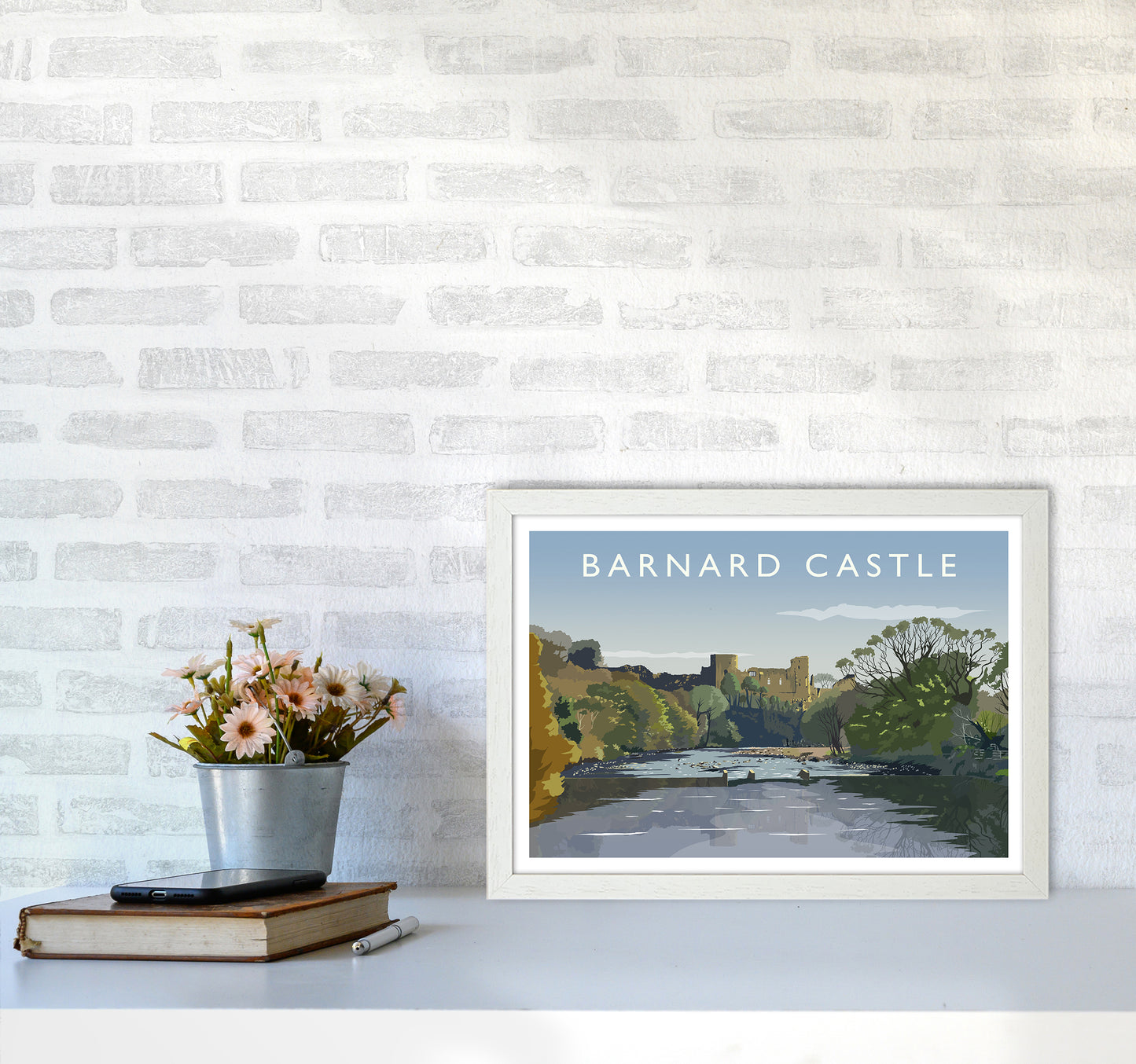 Barnard Castle 2 Art Print by Richard O'Neill A3 Oak Frame