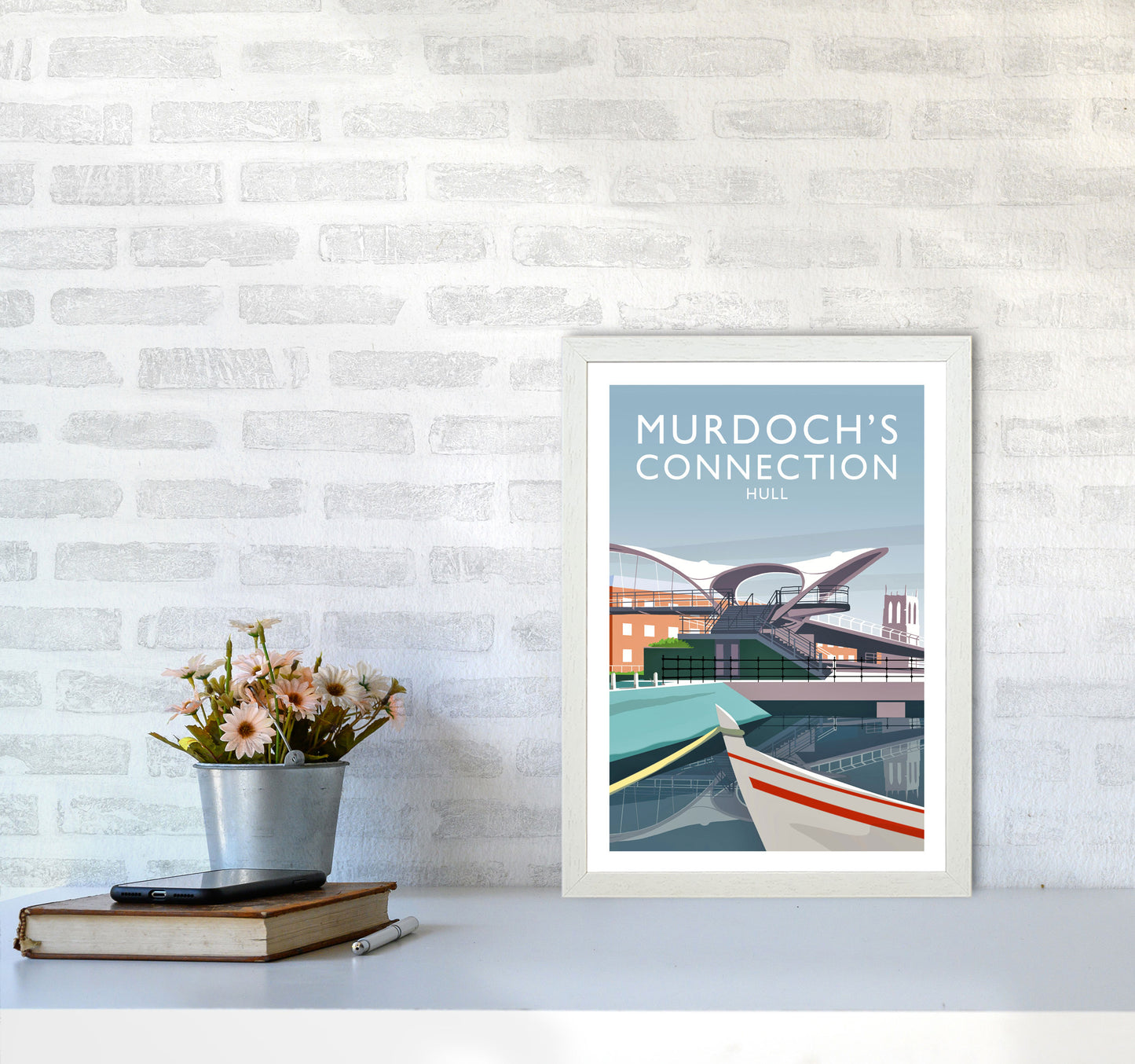 Murdoch's Connection portrait Travel Art Print by Richard O'Neill A3 Oak Frame