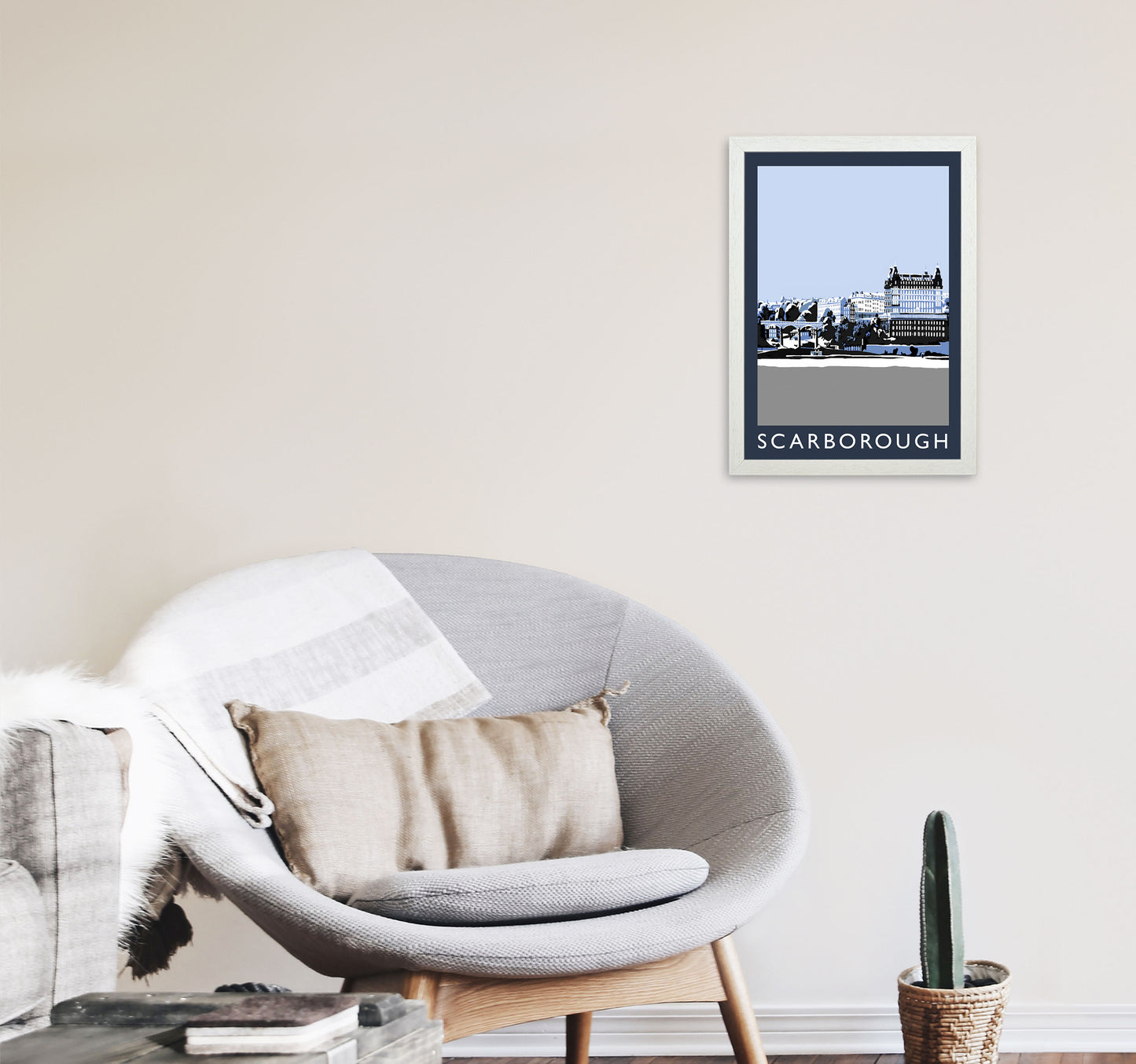 Scarborough by Richard O'Neill Yorkshire Art Print, Vintage Travel Poster A3 Oak Frame
