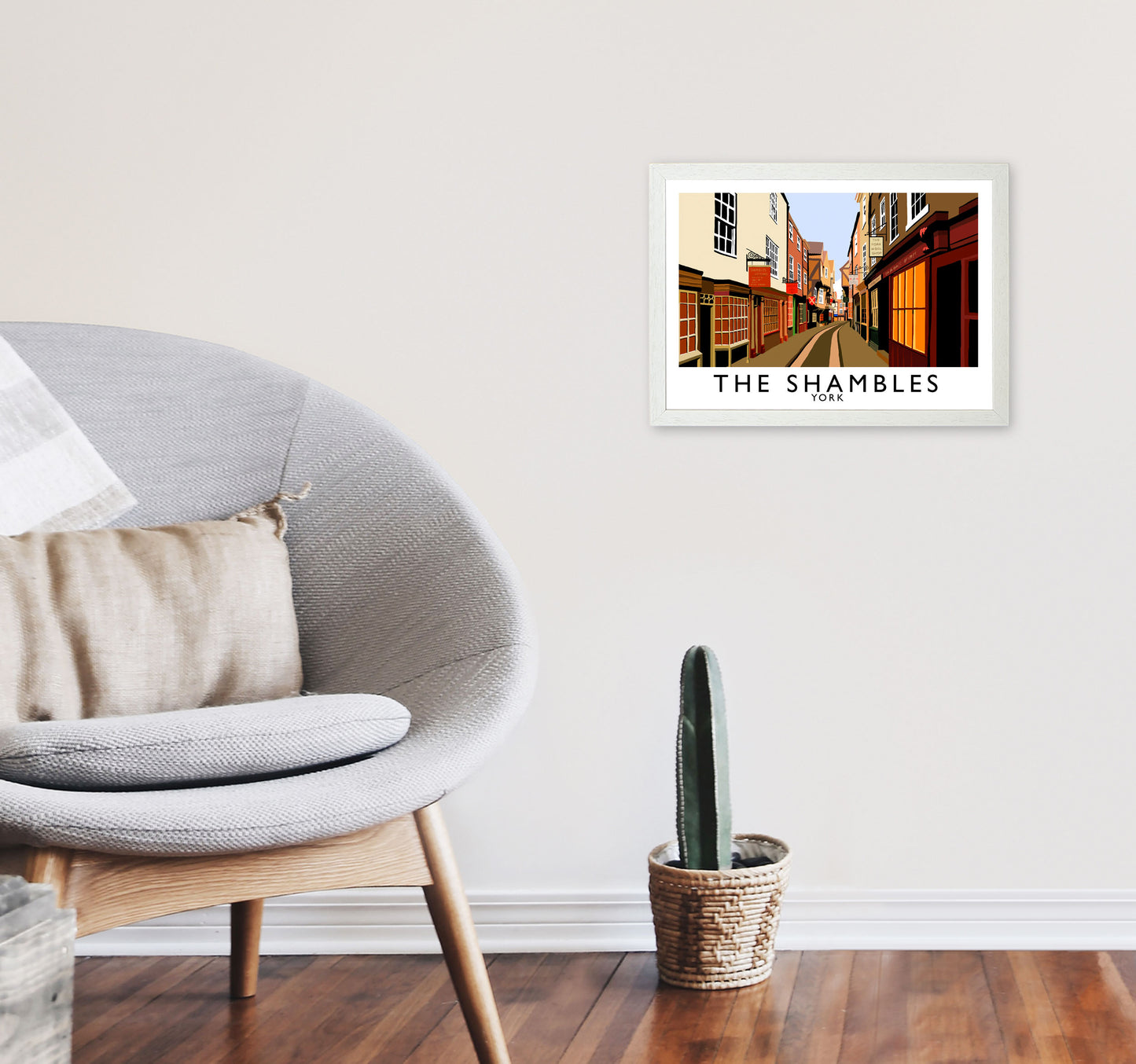 The Shambles by Richard O'Neill Yorkshire Art Print, Vintage Travel Poster A3 Oak Frame