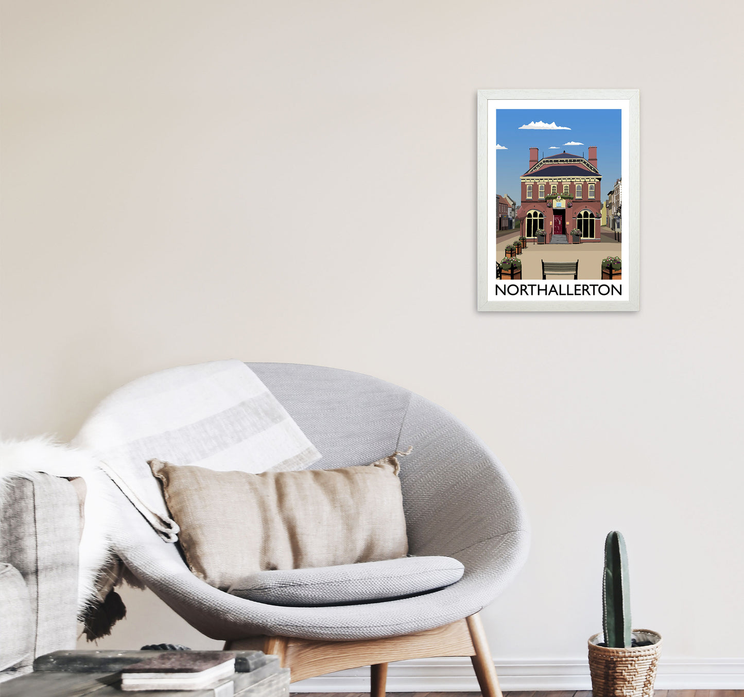 Northallerton2 Portrait Travel Art Print by Richard O'Neill, Framed Wall Art A3 Oak Frame