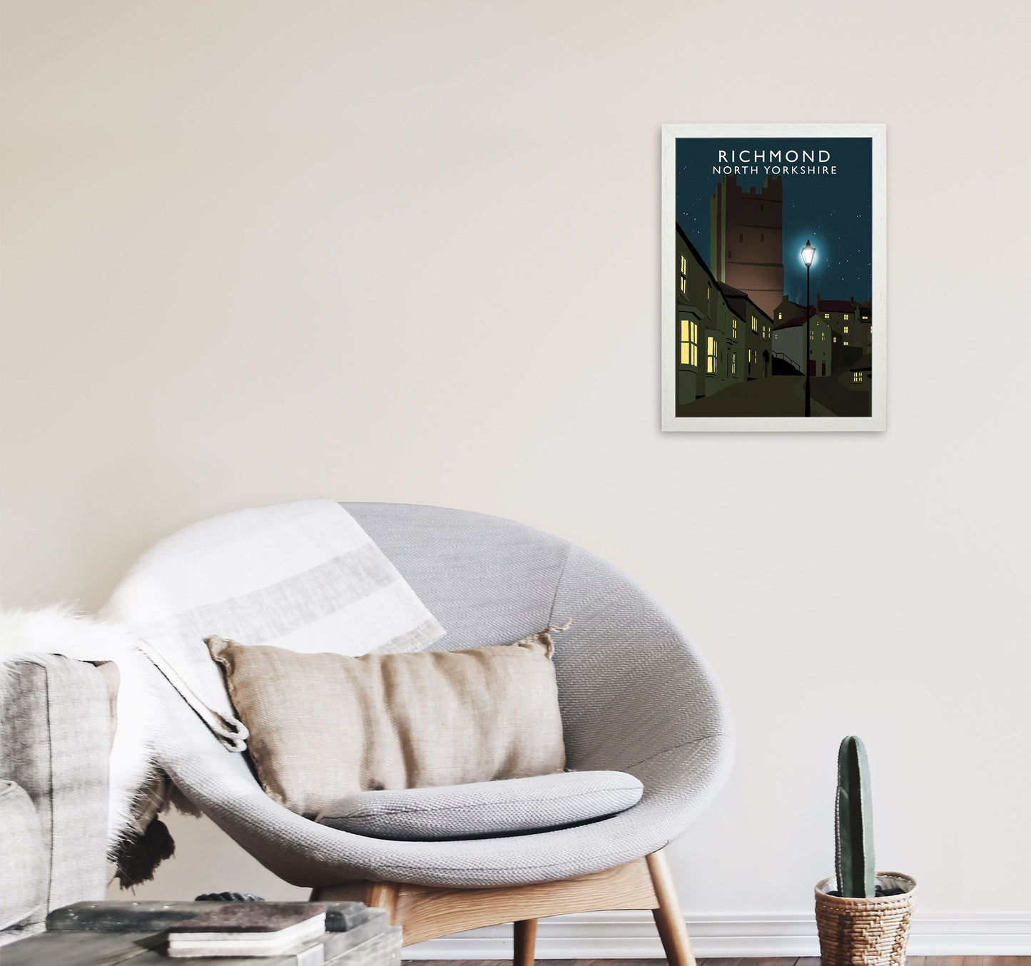 Richmond North Yorkshire Portrait Travel Art Print by Richard O'Neill A3 Oak Frame