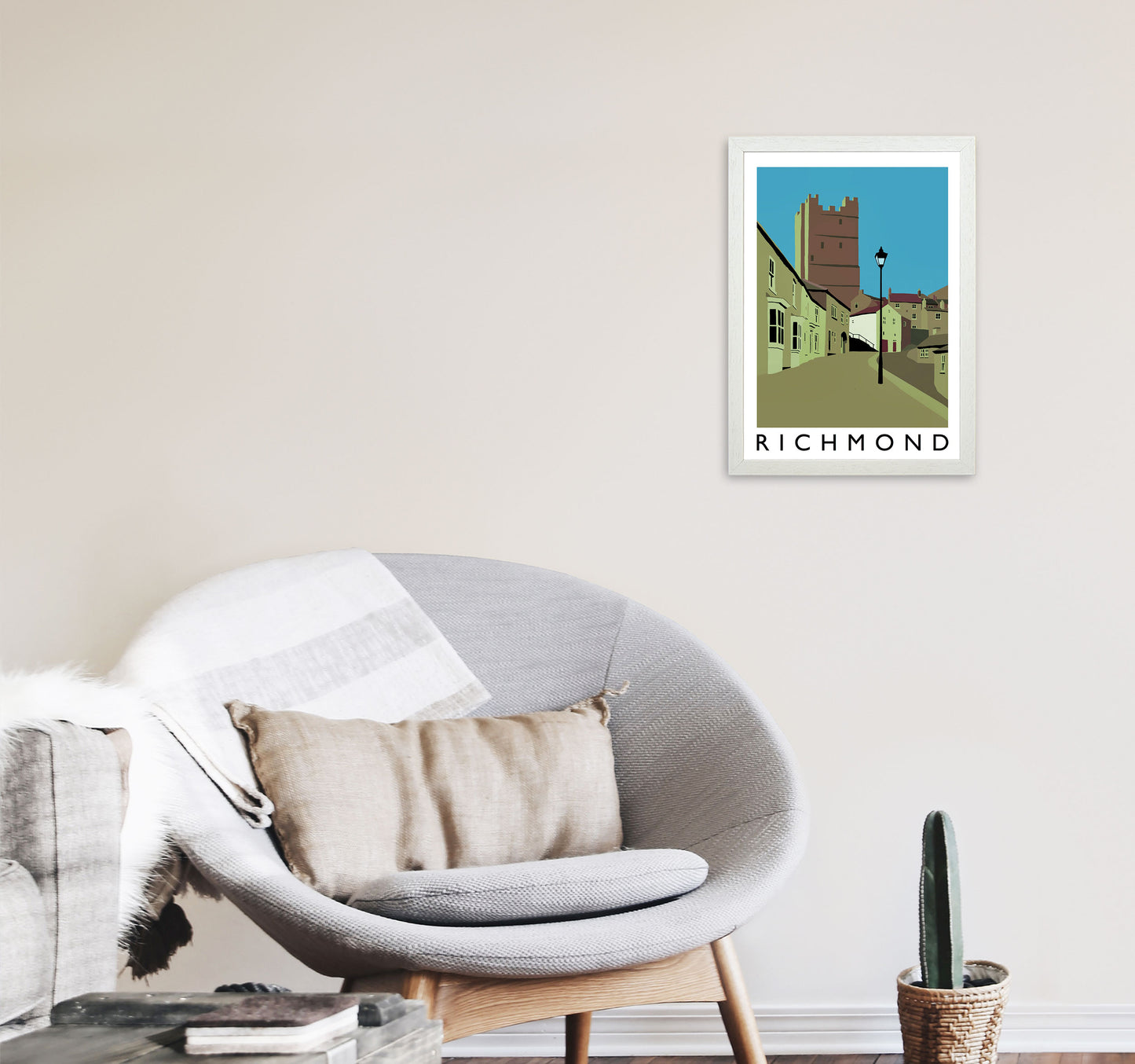 Richmond PortyraitTravel Art Print by Richard O'Neill, Framed Wall Art A3 Oak Frame