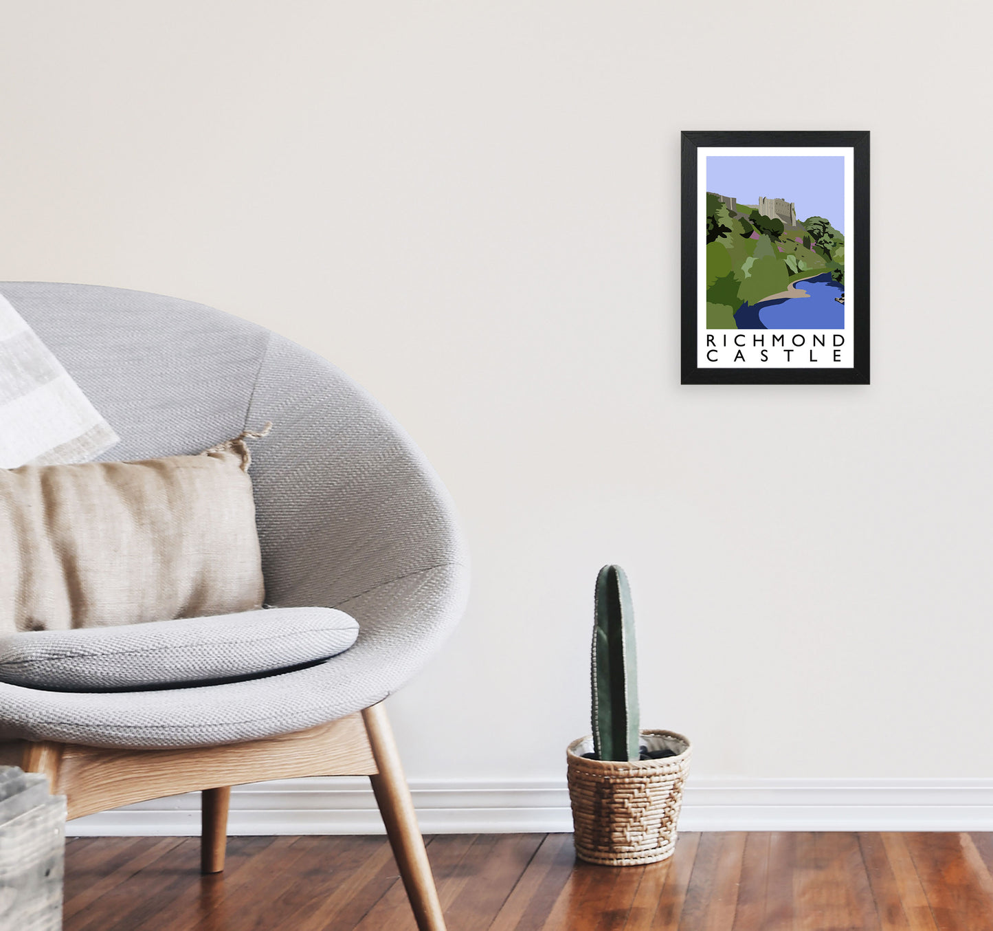 Richmond Castle Art Print by Richard O'Neill A4 White Frame