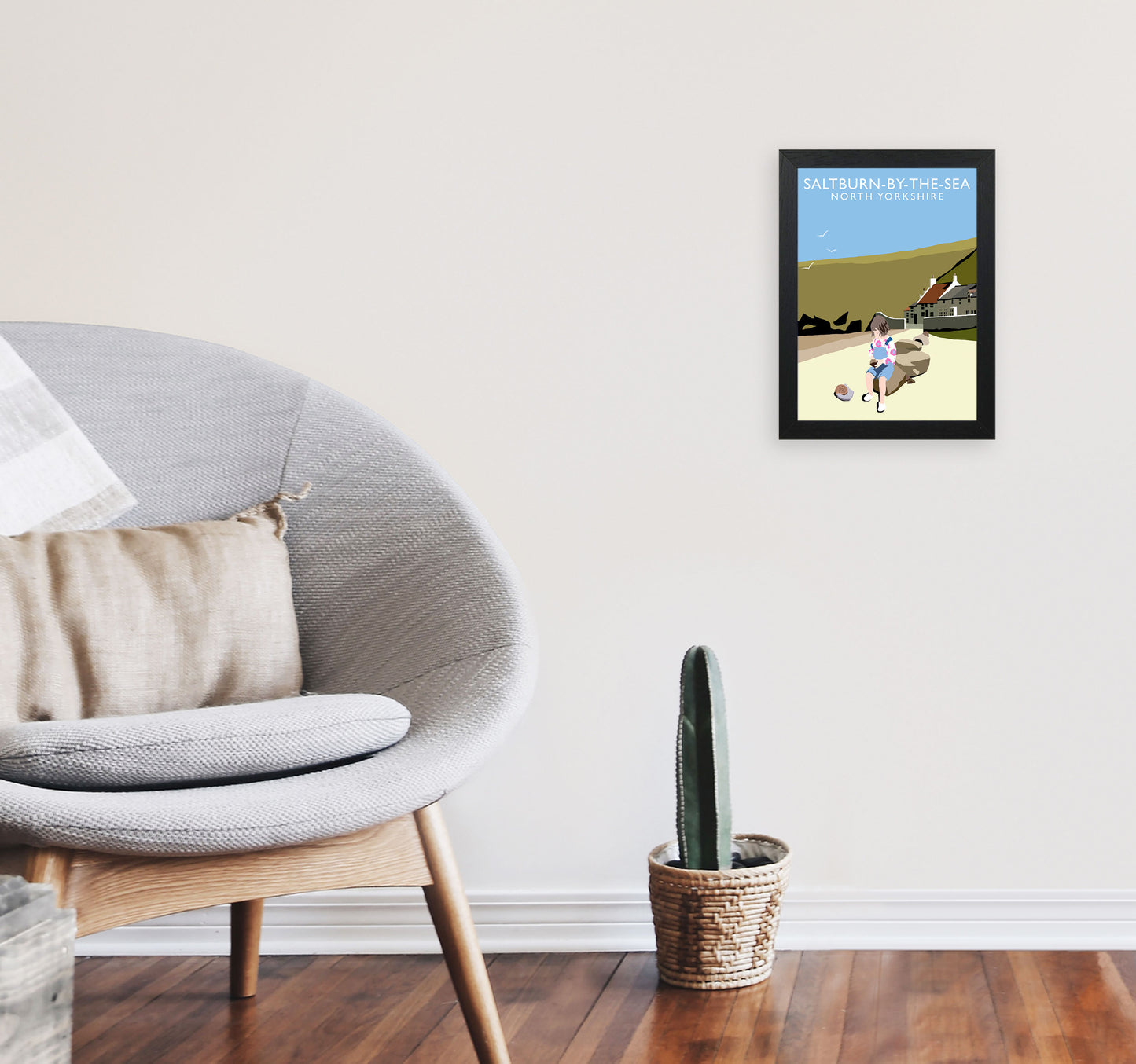 Saltburn-By-The-Sea North Yorkshire Art Print by Richard O'Neill A4 White Frame