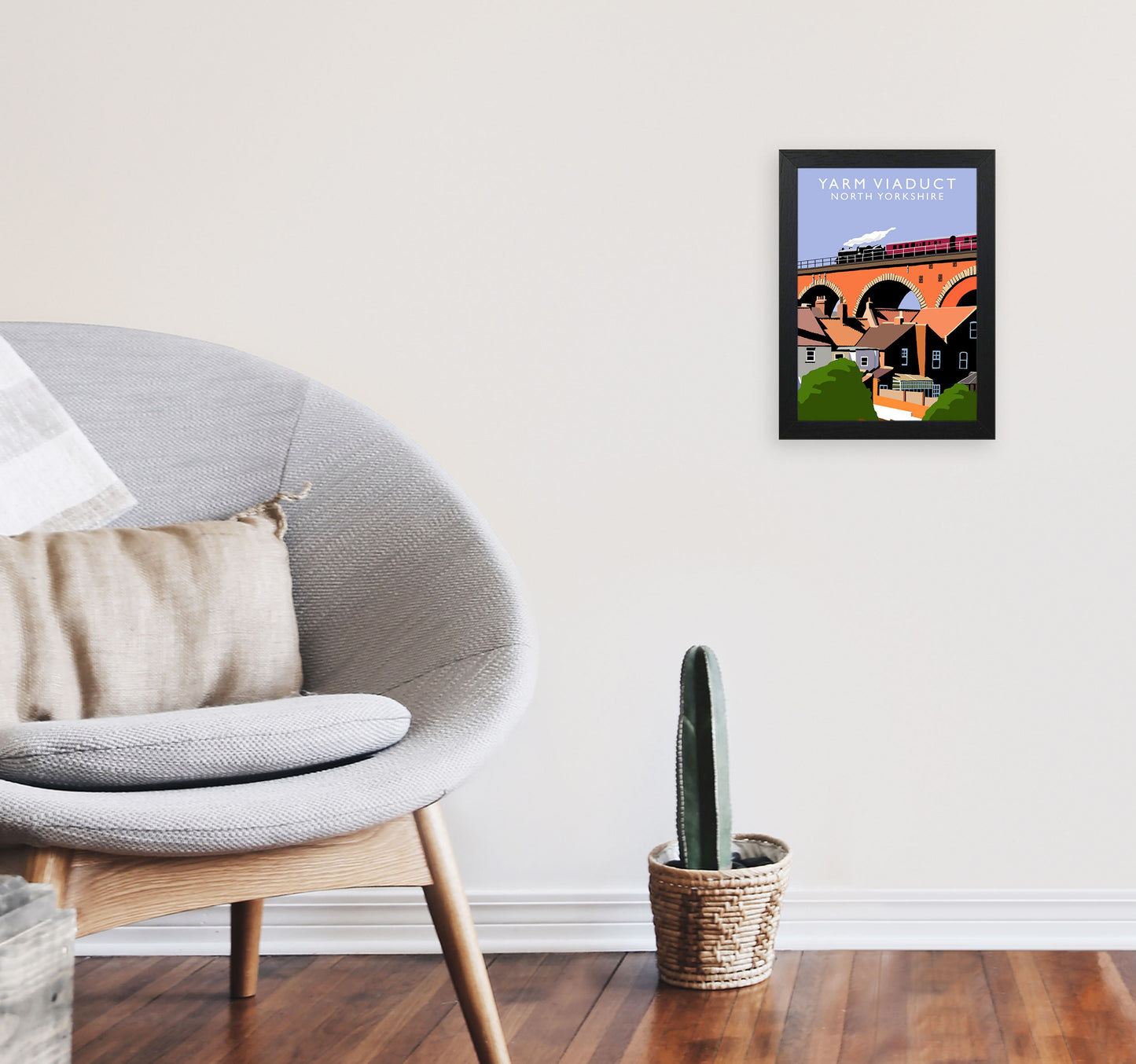 Yarm Viaduct by Richard O'Neill A4 White Frame