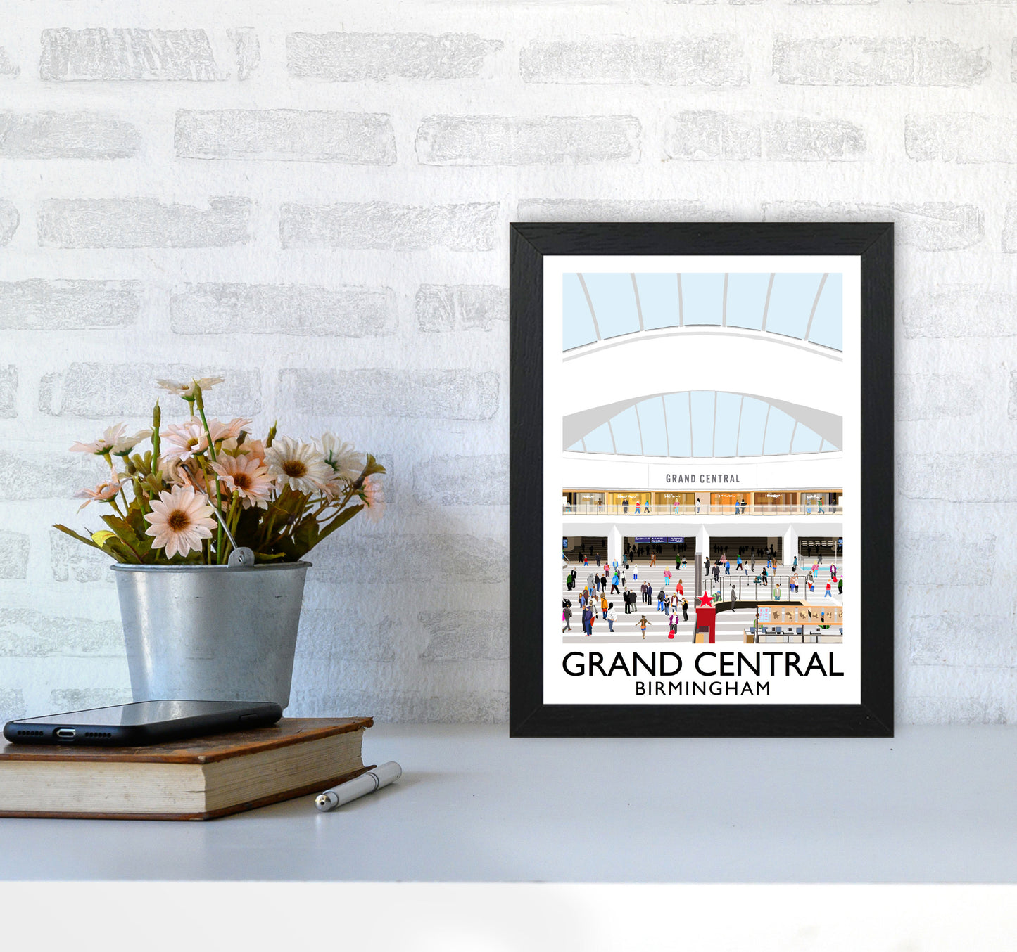 Grand Central Birmingham by Richard O'Neill A4 White Frame