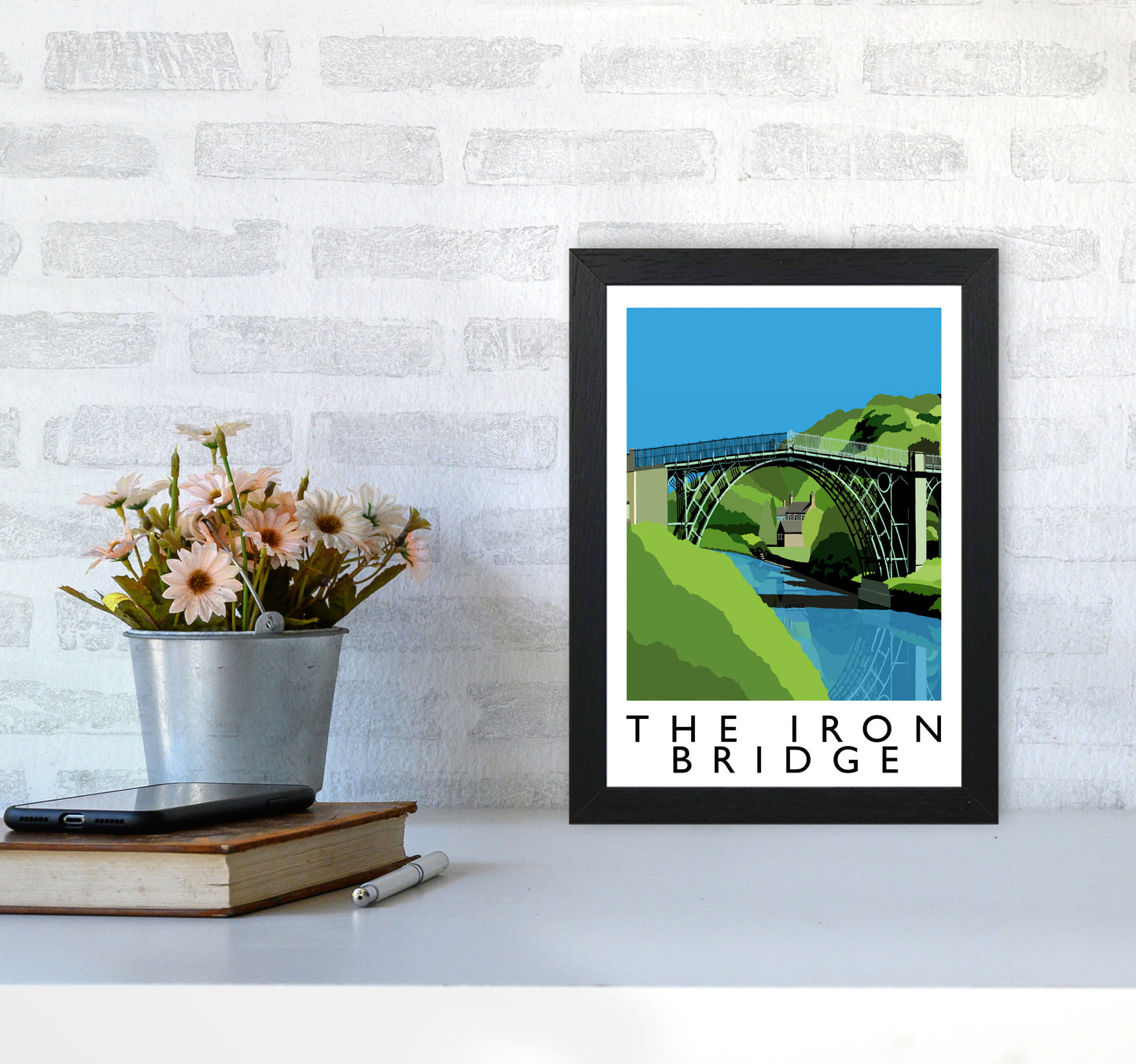 The Iron Bridge by Richard O'Neill A4 White Frame