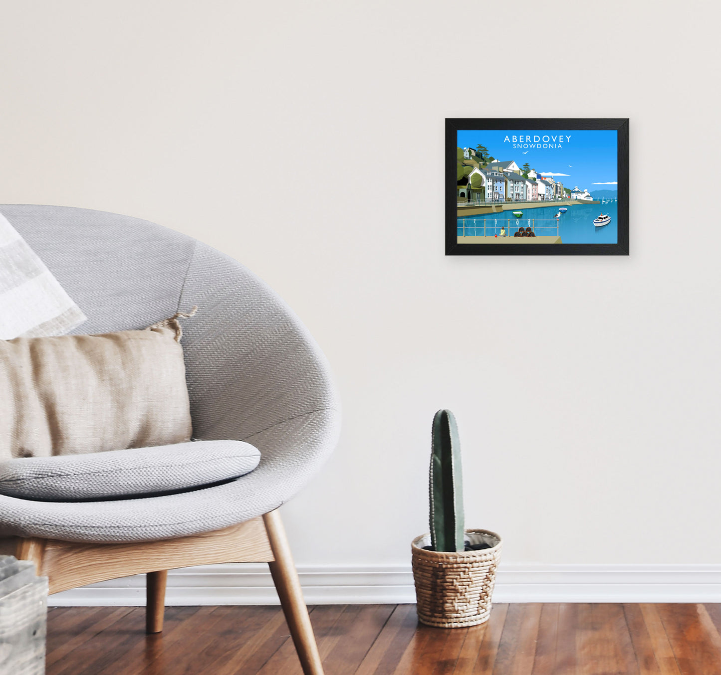 Aberdovey Snowdonia Framed Digital Art Print by Richard O'Neill A4 White Frame