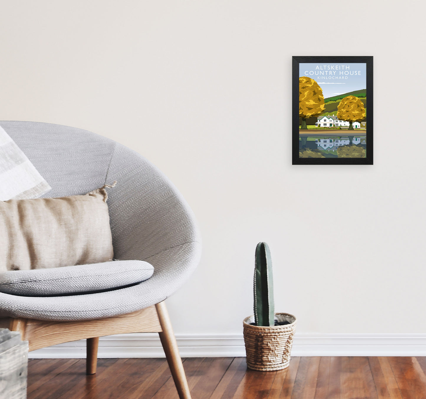 Altskeith Country House (Portrait) by Richard O'Neill A4 White Frame