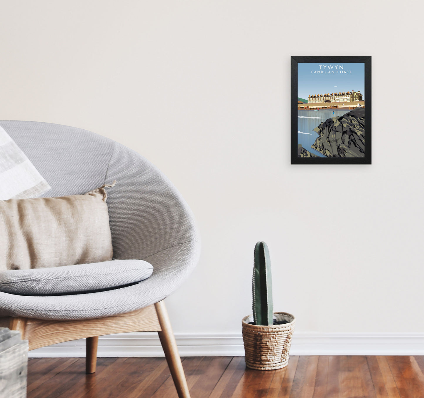 Tywyn Portrait Cambrian Coast Framed Digital Art Print by Richard O'Neill A4 White Frame