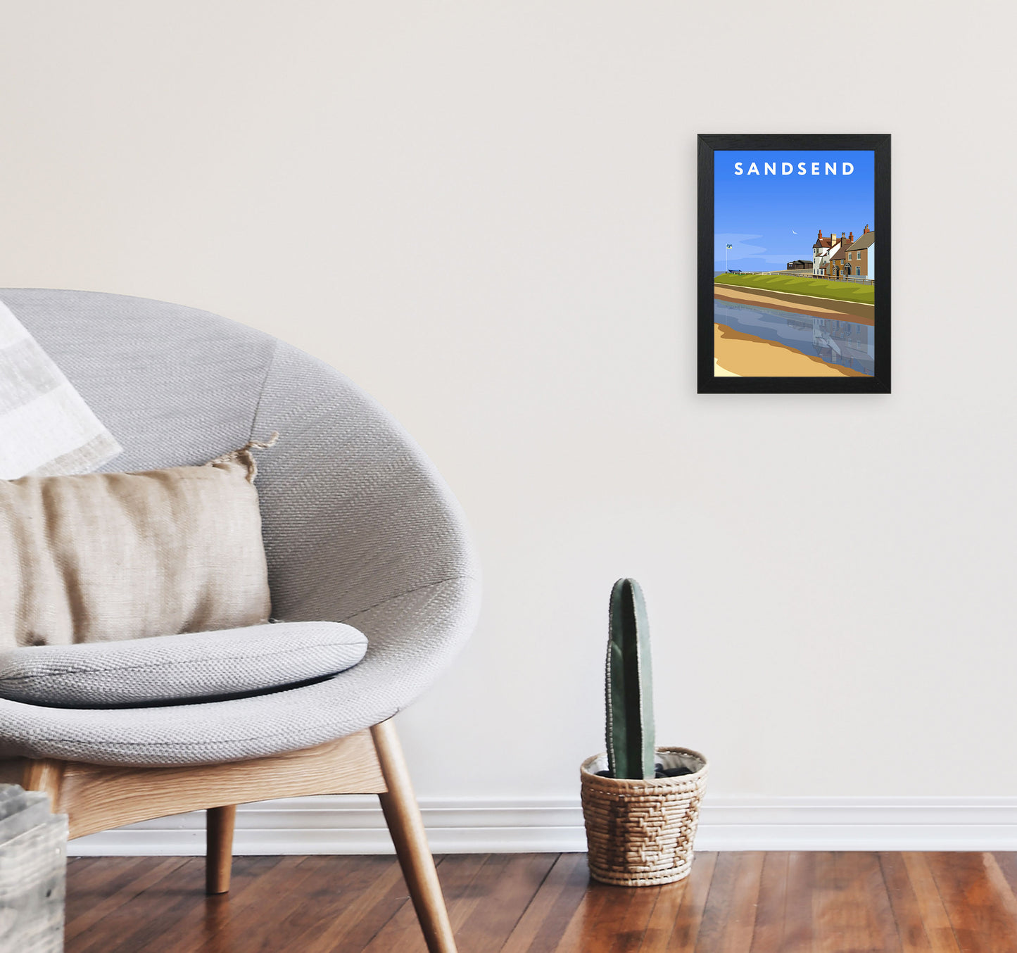 Sandsend3 Portrait by Richard O'Neill A4 White Frame