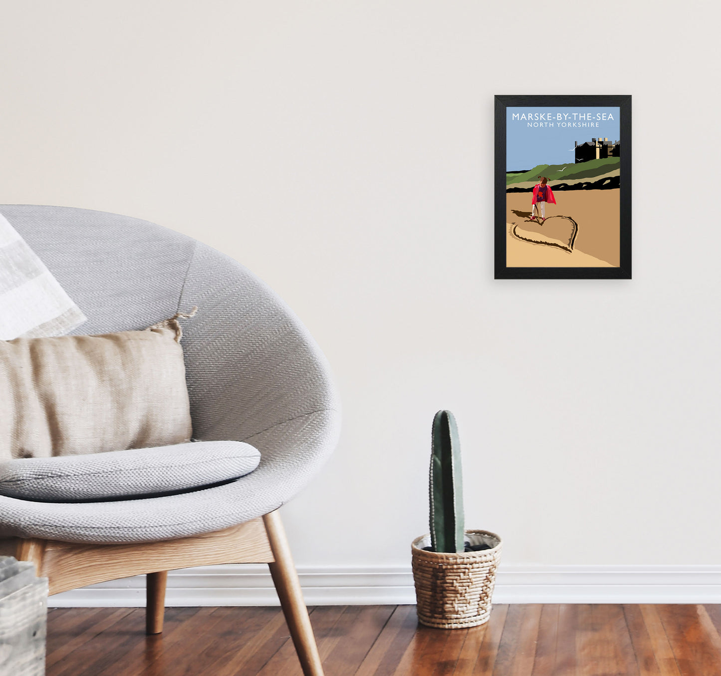 Marske-By-The-Sea2 Portrait North Yorkshire Travel Art Print by Richard O'Neill A4 White Frame