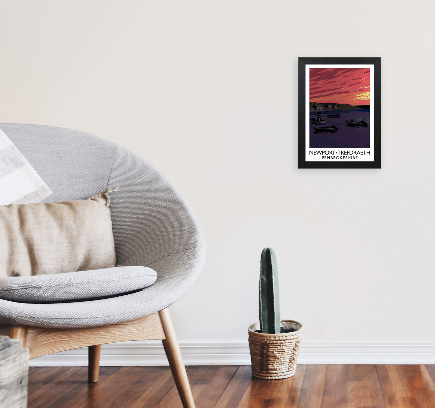 Newport Trefdraeth Pembrokeshire Portrait Travel Art Print by Richard O'Neill A4 White Frame