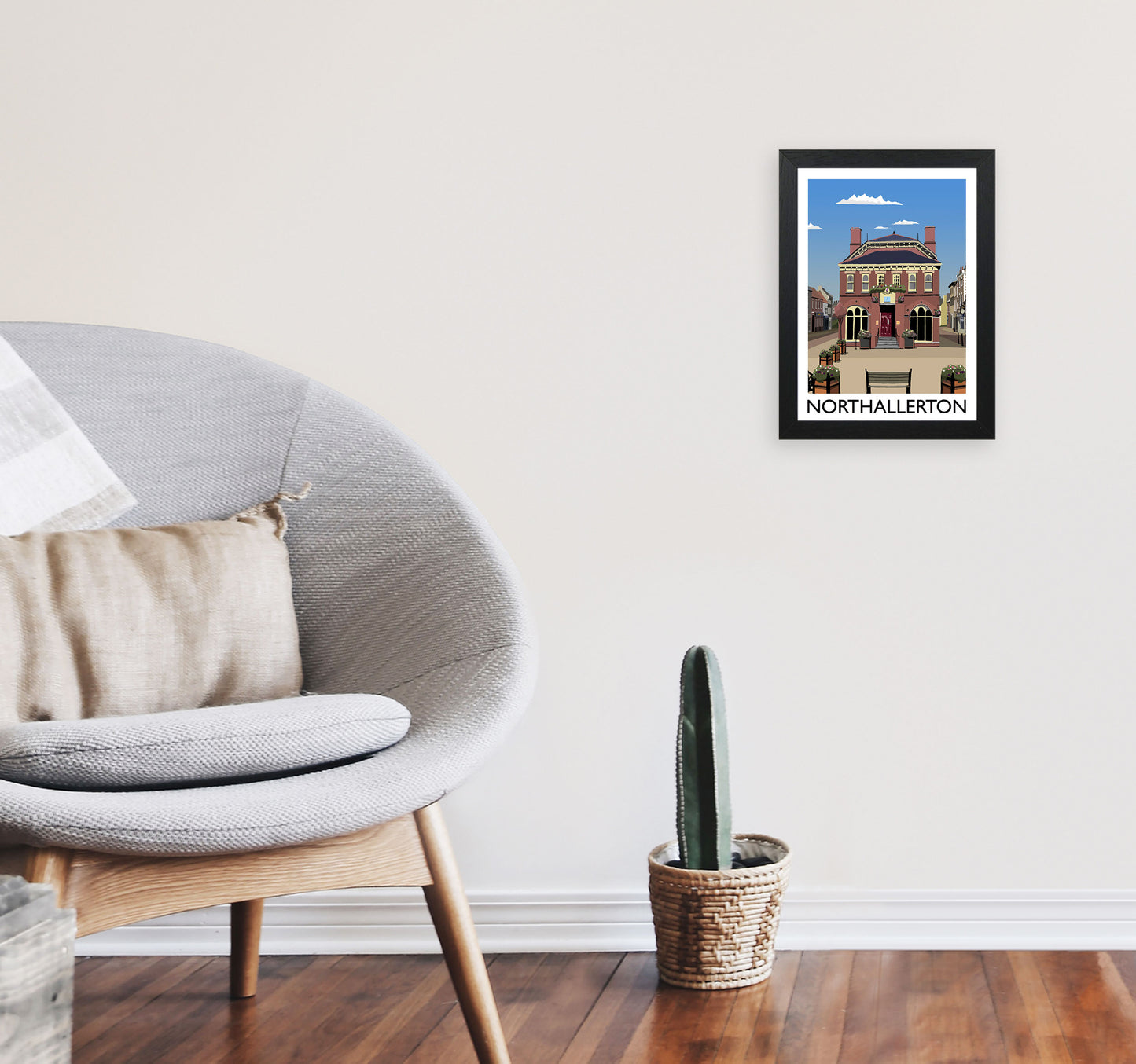 Northallerton2 Portrait Travel Art Print by Richard O'Neill, Framed Wall Art A4 White Frame