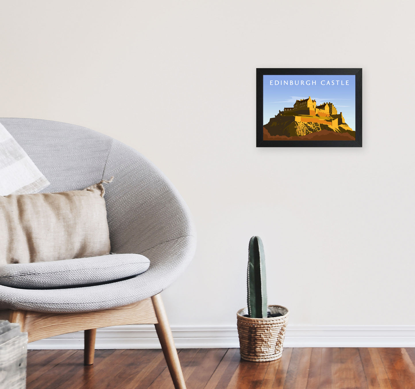 Edinburgh Castle Art Print by Richard O'Neill A4 White Frame