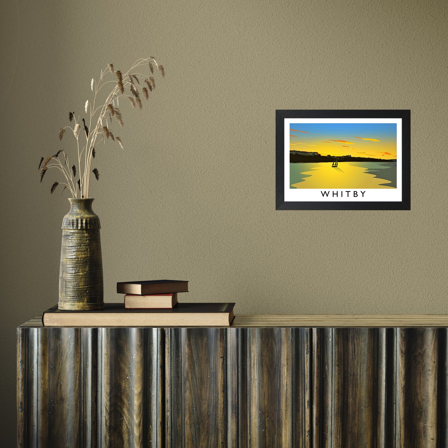 Whitby (Sunset) 2 by Richard O'Neill A4 Black Frame