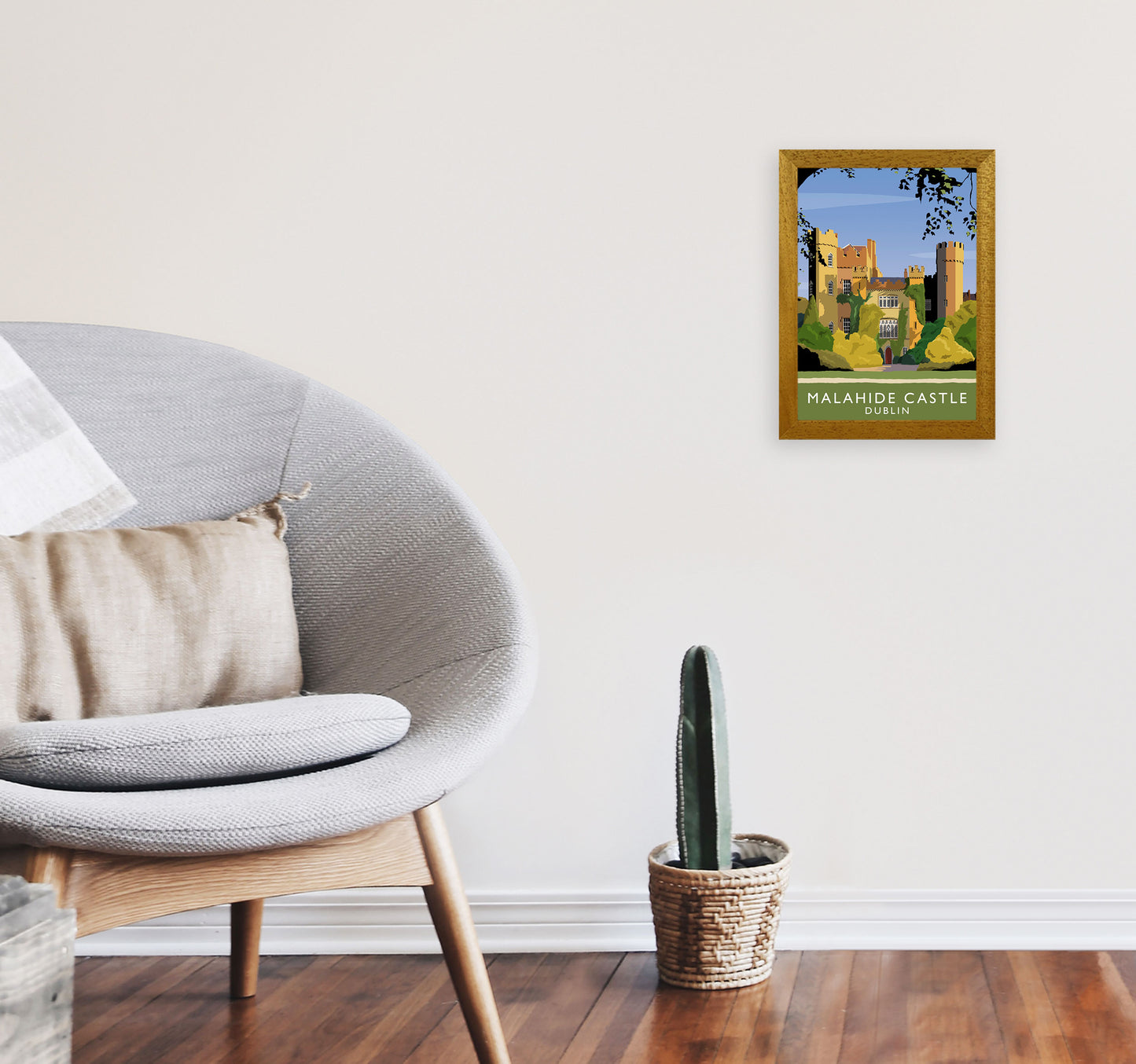 Malahide Castle Dublin Portrait Travel Art Print by Richard O'Neill, Framed Wall Art A4 Print Only