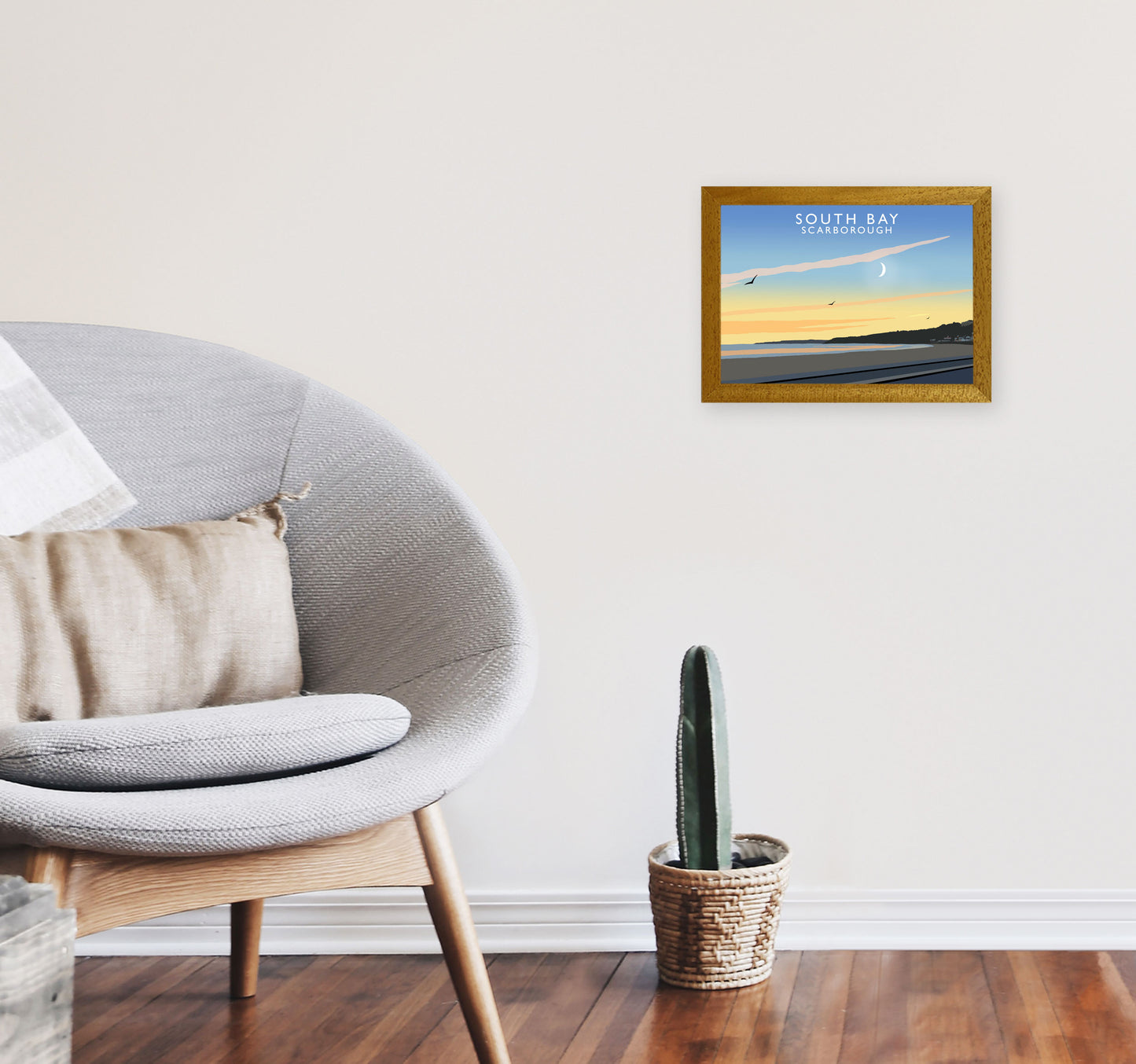 South Bay Scarborough Art Print by Richard O'Neill, Framed Wall Art A4 Print Only