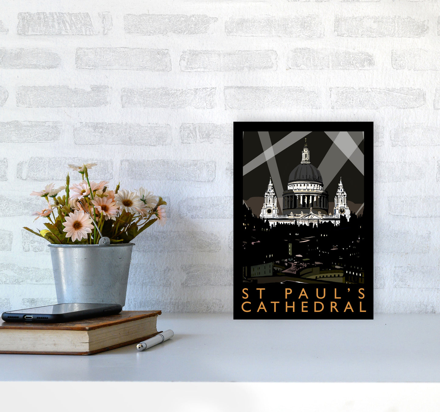 St Paul's Cathedral London Framed Digital Art Print by Richard O'Neill, Wooden Framed Wall Art A4 Black Frame