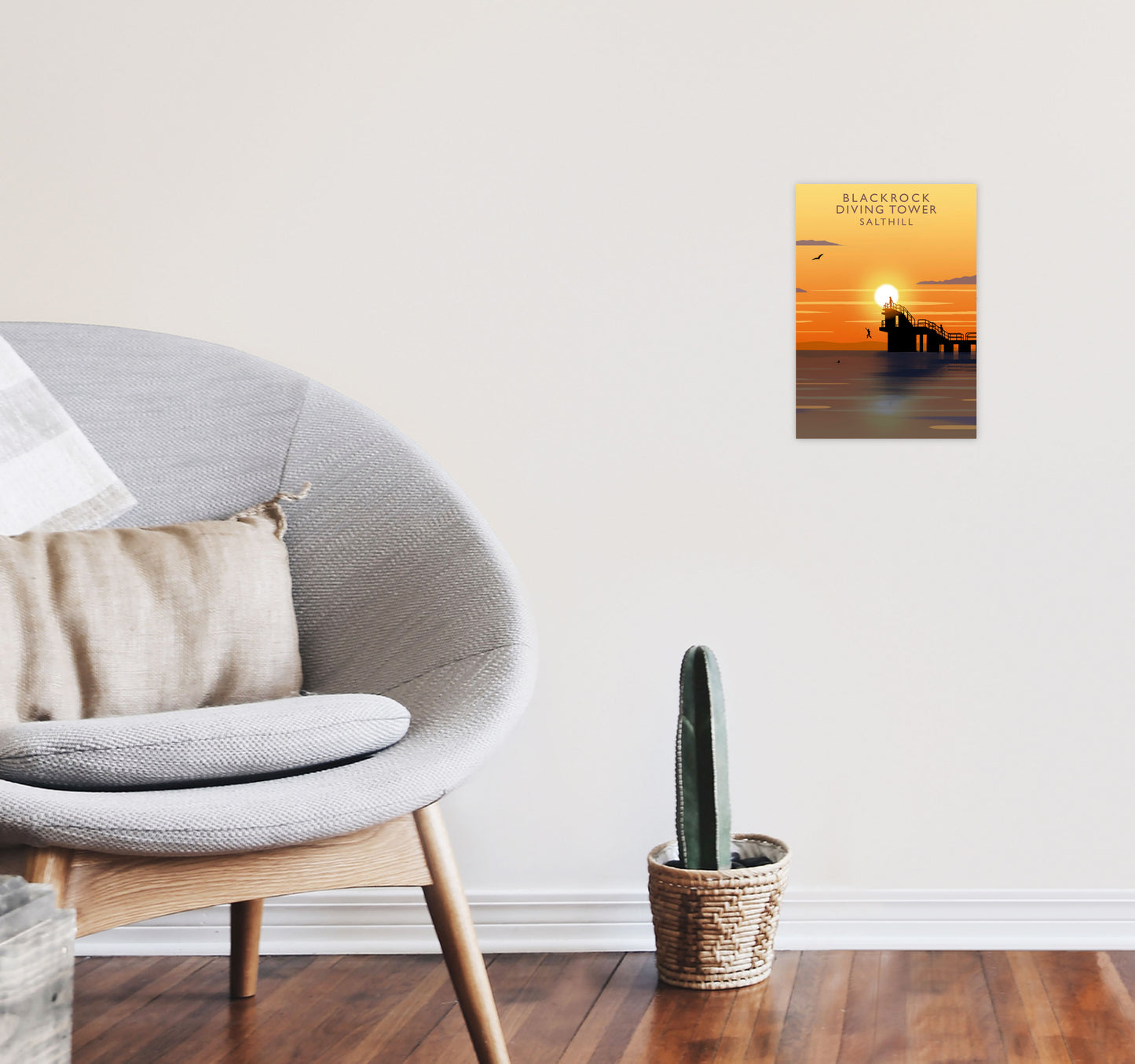 Blackrock Diving Tower (Sunset) (Portrait) by Richard O'Neill A4 Black Frame