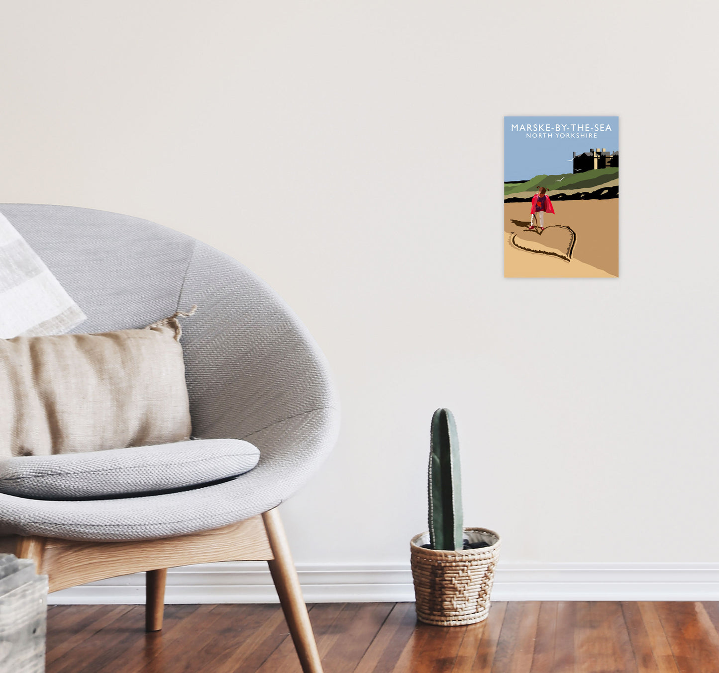 Marske-By-The-Sea2 Portrait North Yorkshire Travel Art Print by Richard O'Neill A4 Black Frame