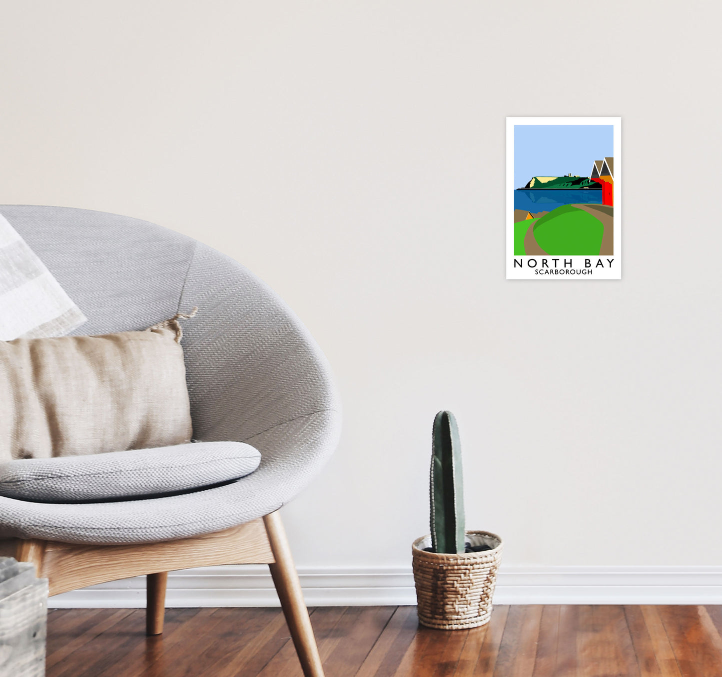 North Bay2 Portrait Scarborough Travel Art Print by Richard O'Neill, Framed Wall Art A4 Black Frame