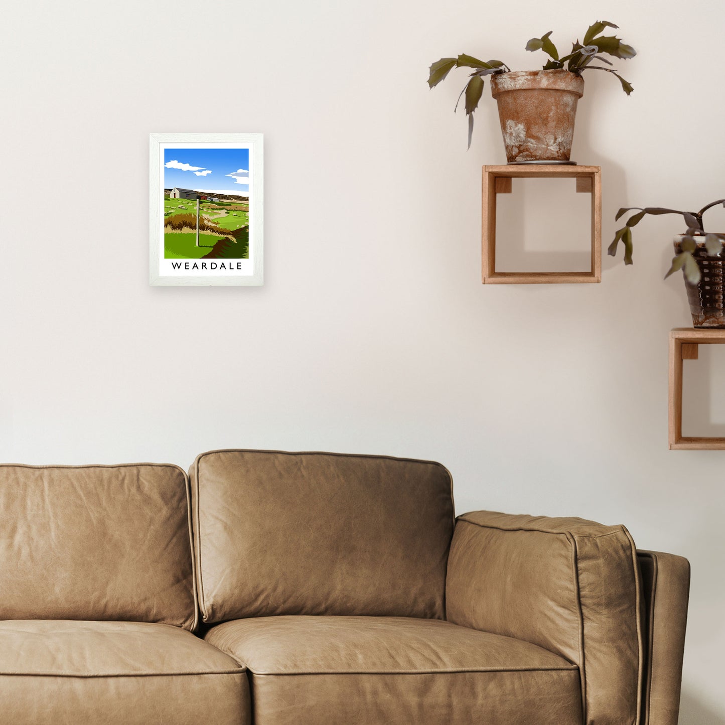 Weardale Portrait Travel Art Print by Richard O'Neill A4 Oak Frame