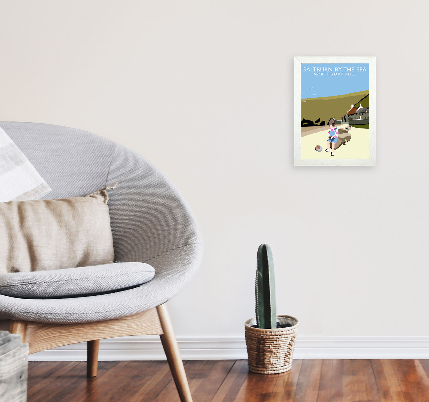 Saltburn-By-The-Sea North Yorkshire Art Print by Richard O'Neill A4 Oak Frame