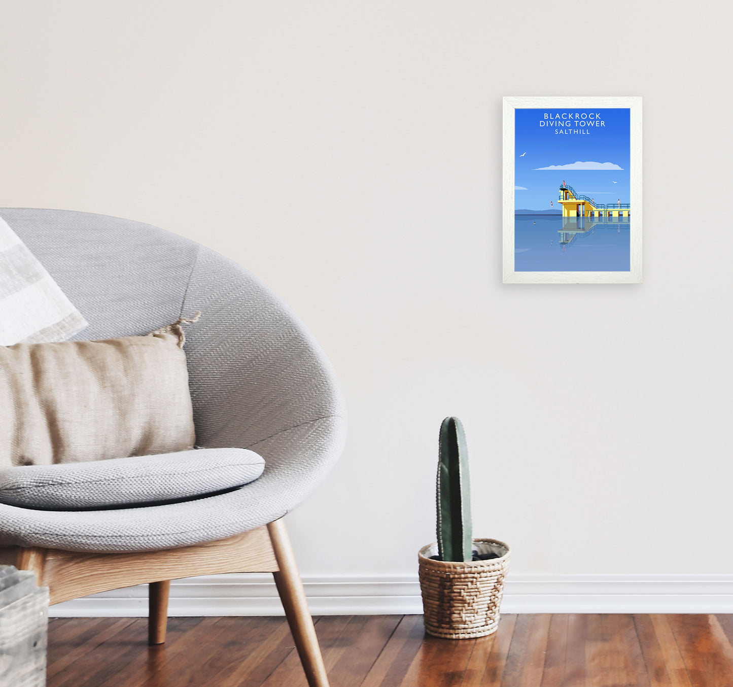 Blackrock Diving Tower (Portrait) by Richard O'Neill A4 Oak Frame