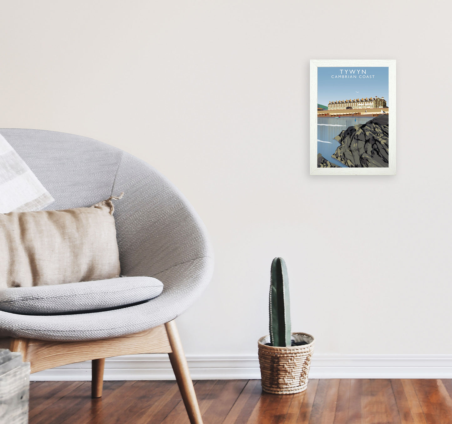 Tywyn Portrait Cambrian Coast Framed Digital Art Print by Richard O'Neill A4 Oak Frame
