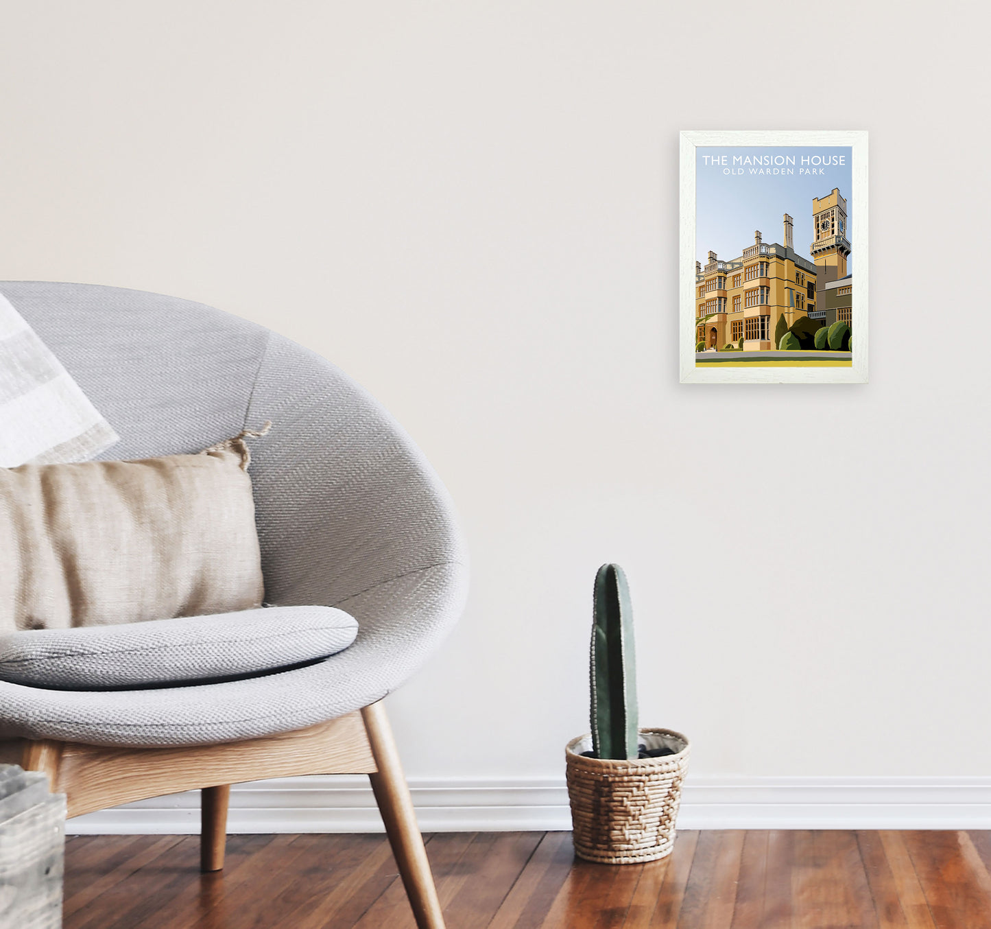 The Mansion House Portrait Old Warden Park Travel Art Print by Richard O'Neill A4 Oak Frame
