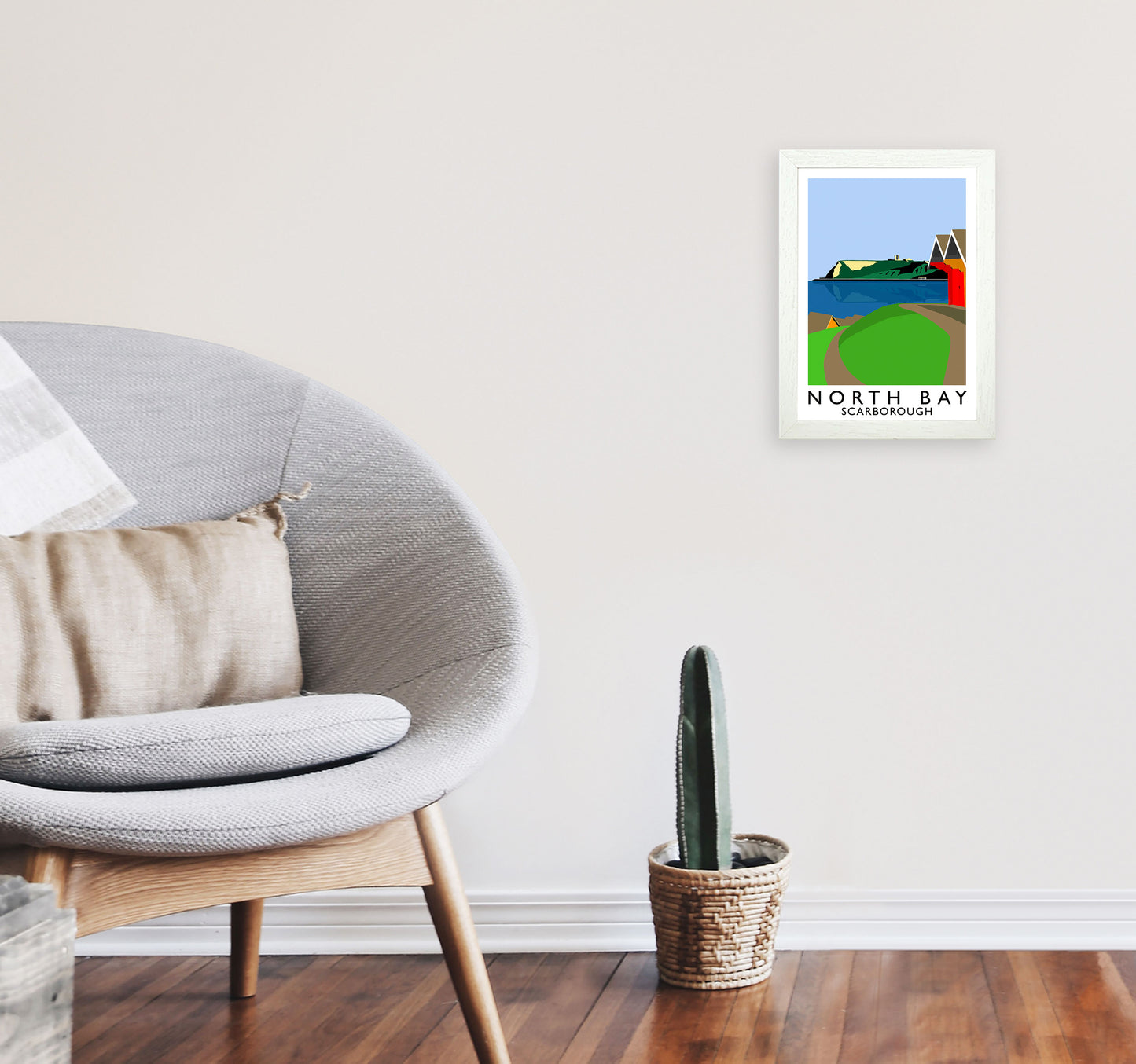 North Bay2 Portrait Scarborough Travel Art Print by Richard O'Neill, Framed Wall Art A4 Oak Frame