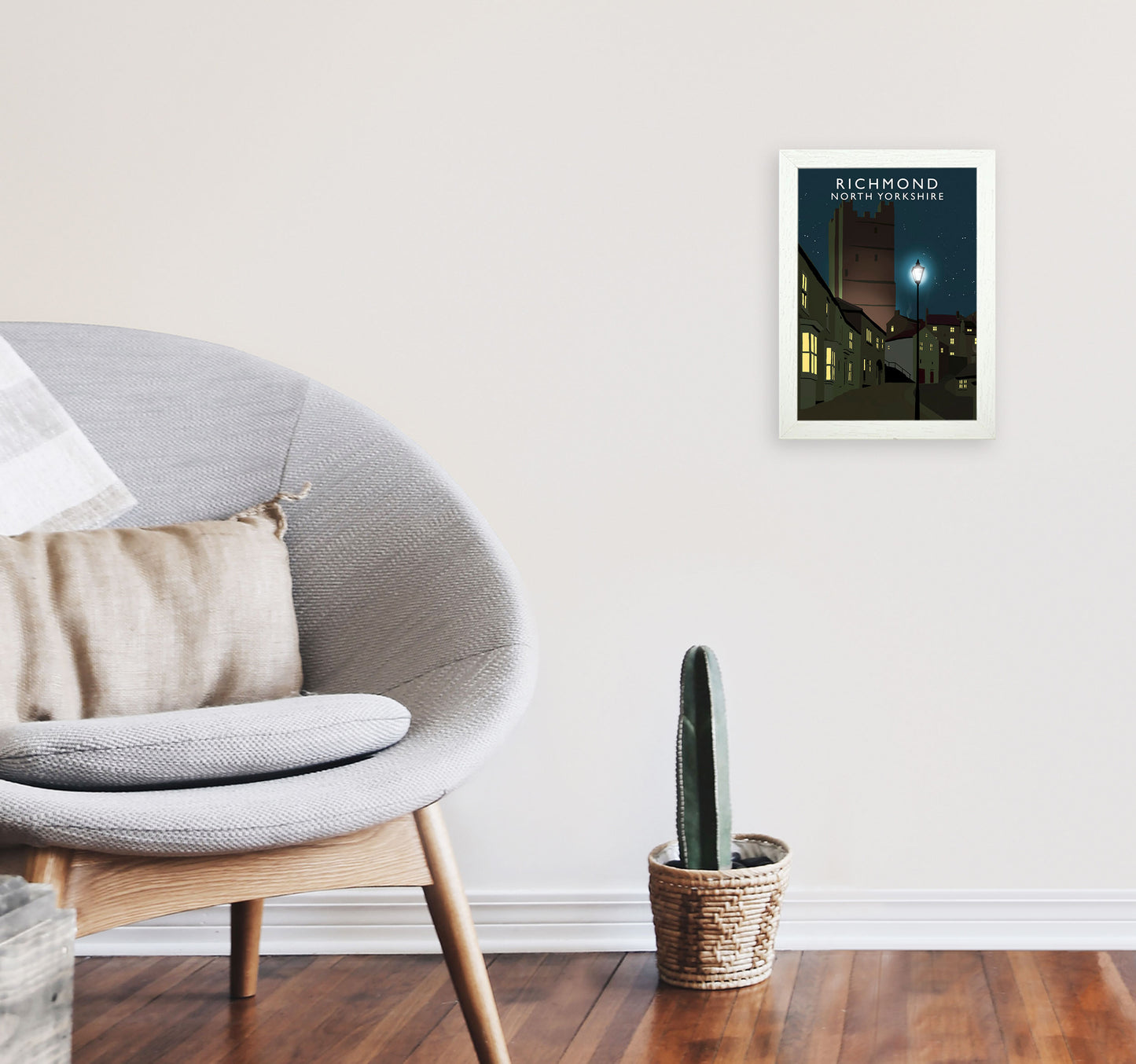Richmond North Yorkshire Portrait Travel Art Print by Richard O'Neill A4 Oak Frame