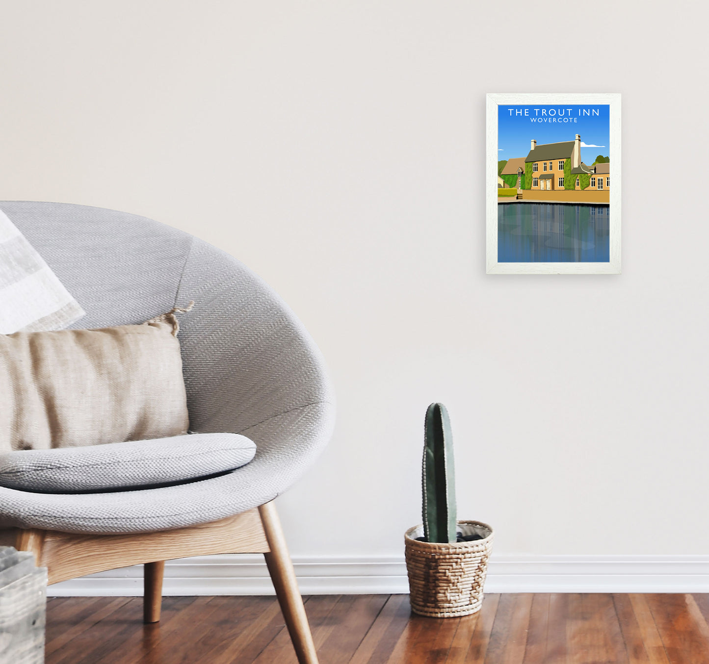 The Trout Inn Portrait Wolvercote Travel Art Print by Richard O'Neill A4 Oak Frame