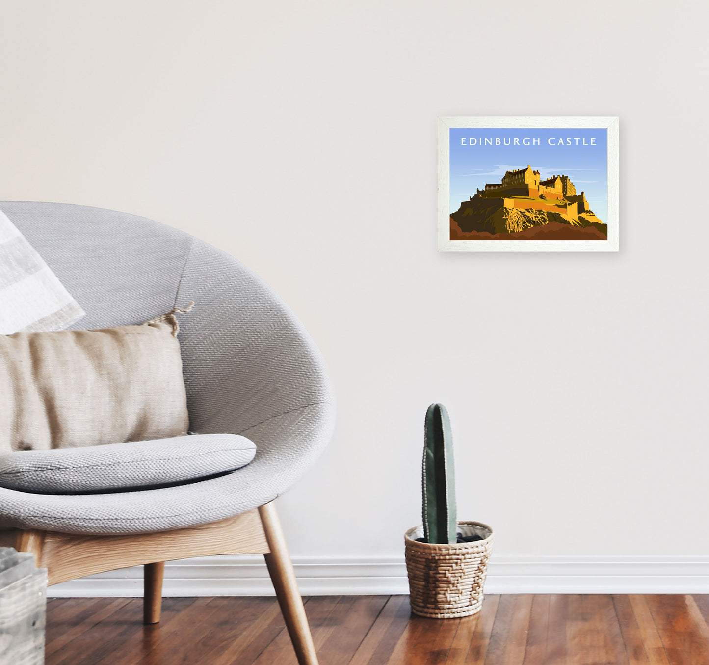 Edinburgh Castle Art Print by Richard O'Neill A4 Oak Frame
