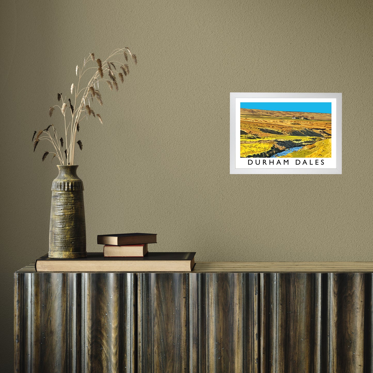 Durham Dales by Richard O'Neill A4 White Frame