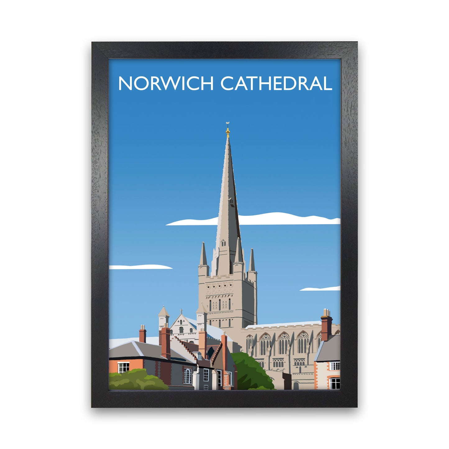 Norwich Cathedral Portrait Art Print by Richard O'Neill Black Grain