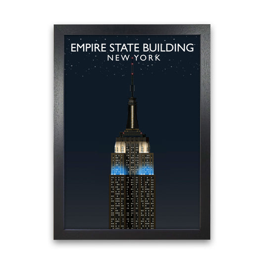 Empire State Building Night by Richard O'Neill Black Grain