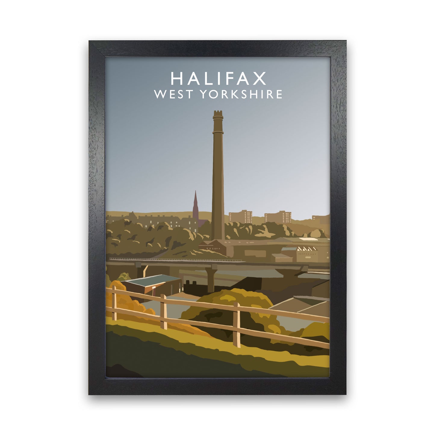 Halifax West Yorkshire Portrait Framed Digital Art Print by Richard O'Neill Black Grain