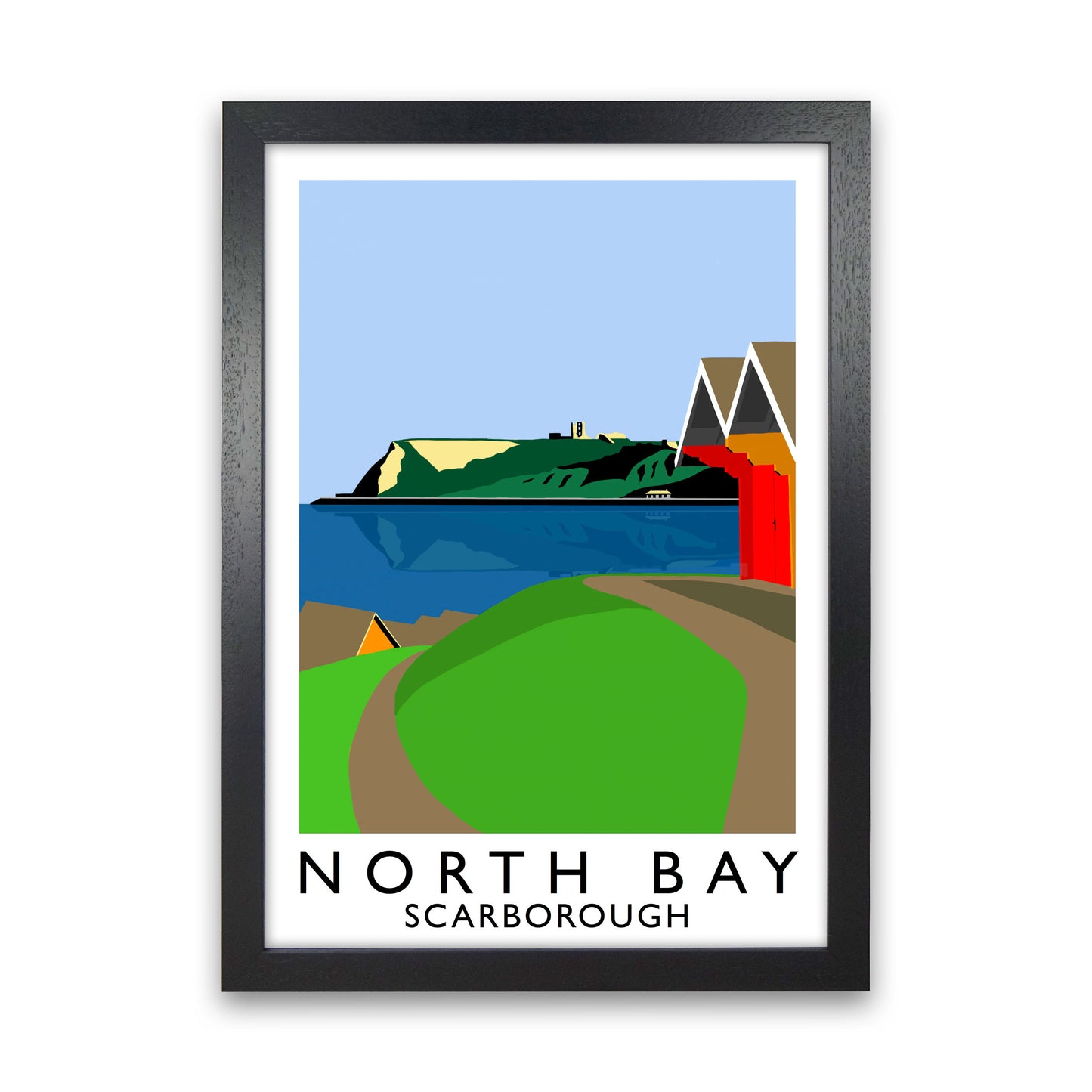 North Bay2 Portrait Scarborough Travel Art Print by Richard O'Neill, Framed Wall Art Black Grain