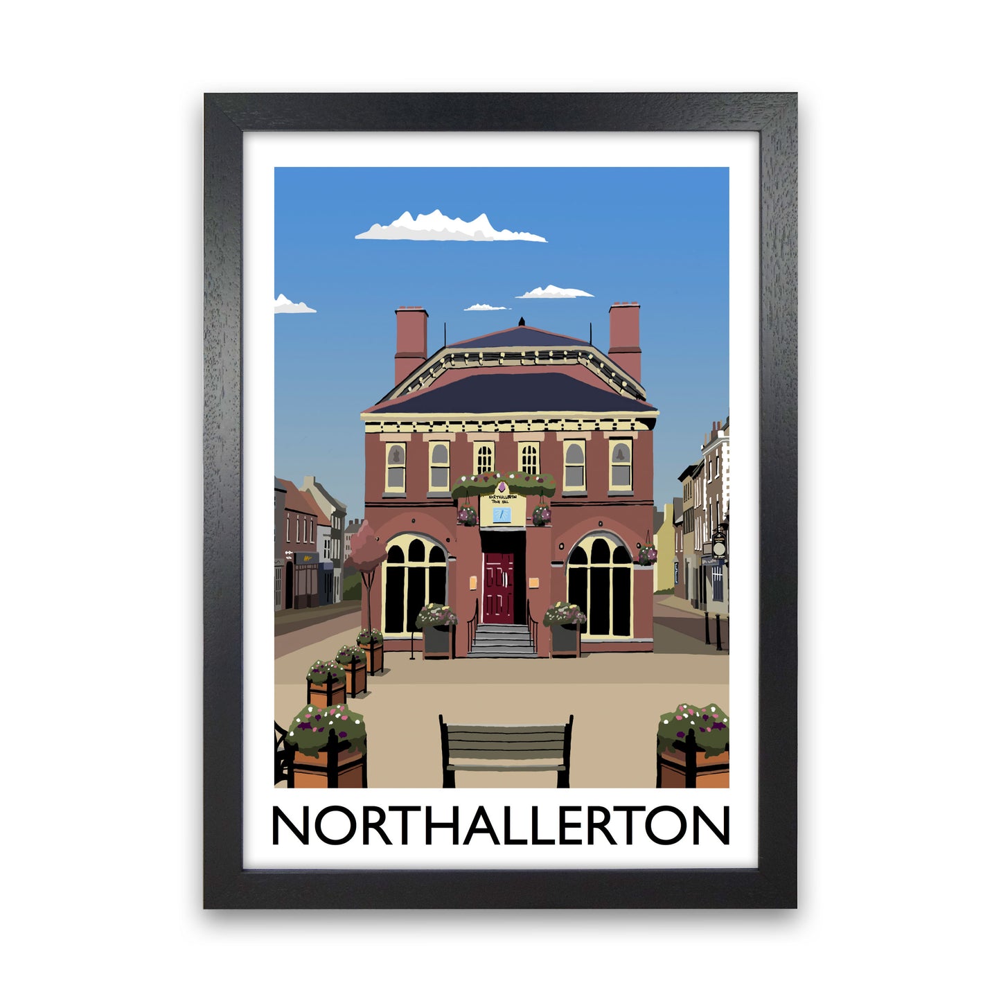 Northallerton2 Portrait Travel Art Print by Richard O'Neill, Framed Wall Art Black Grain